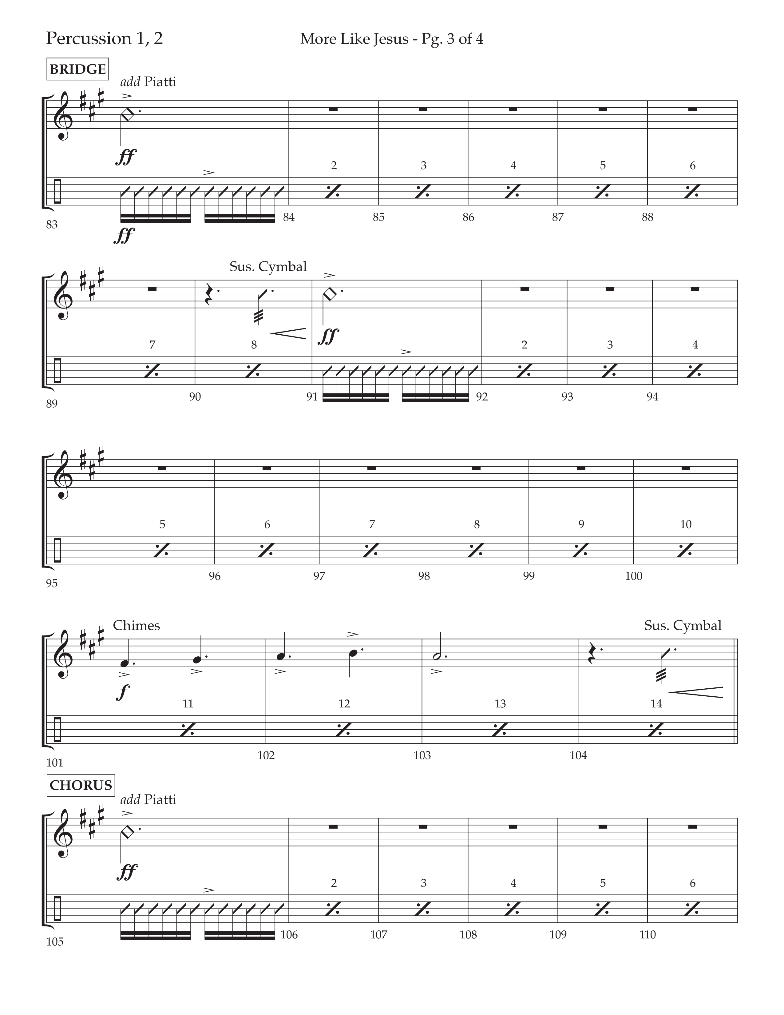 More Like Jesus (Choral Anthem SATB) Percussion 1/2 (Lifeway Choral / Arr. Cliff Duren)