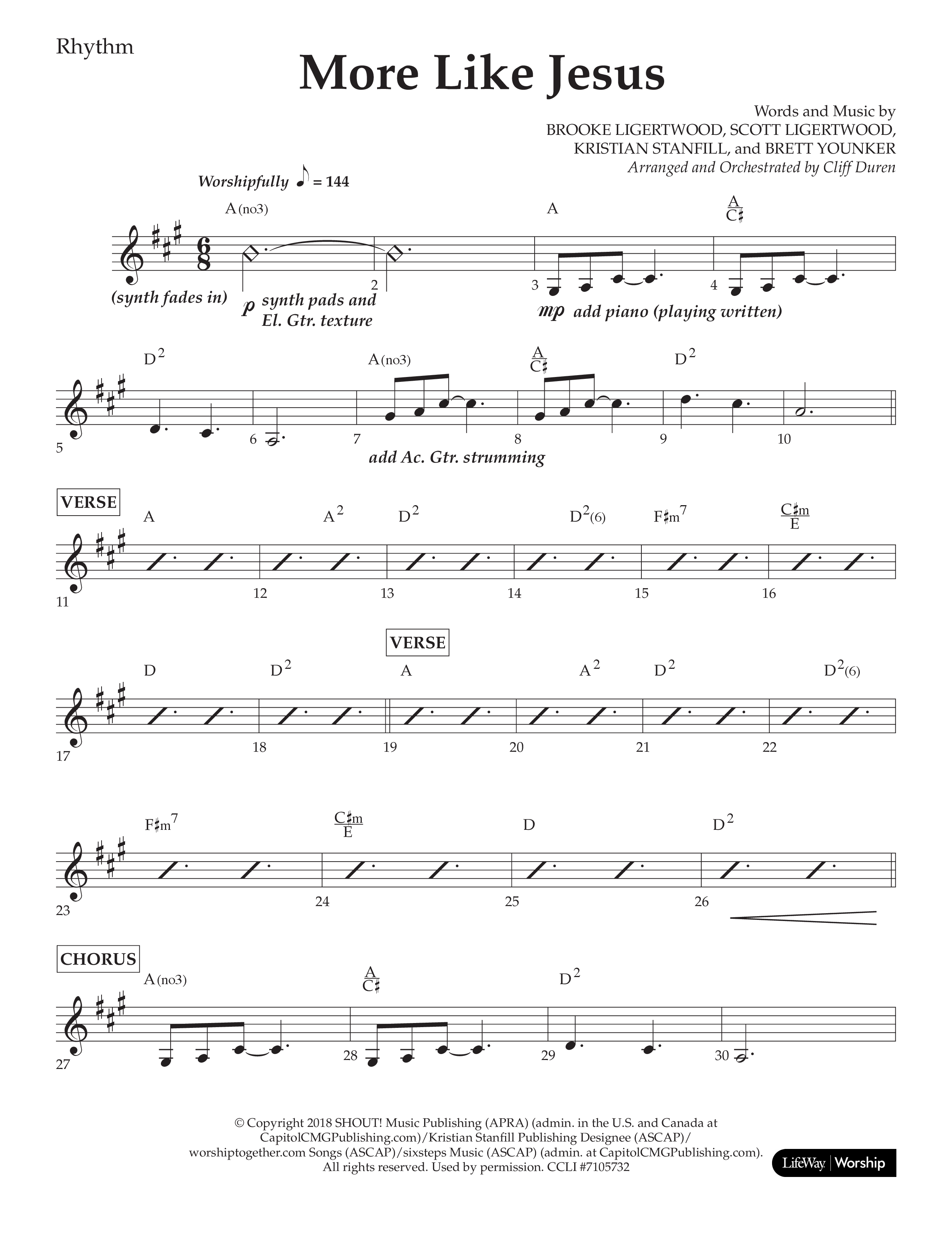 More Like Jesus (Choral Anthem SATB) Lead Melody & Rhythm (Lifeway Choral / Arr. Cliff Duren)