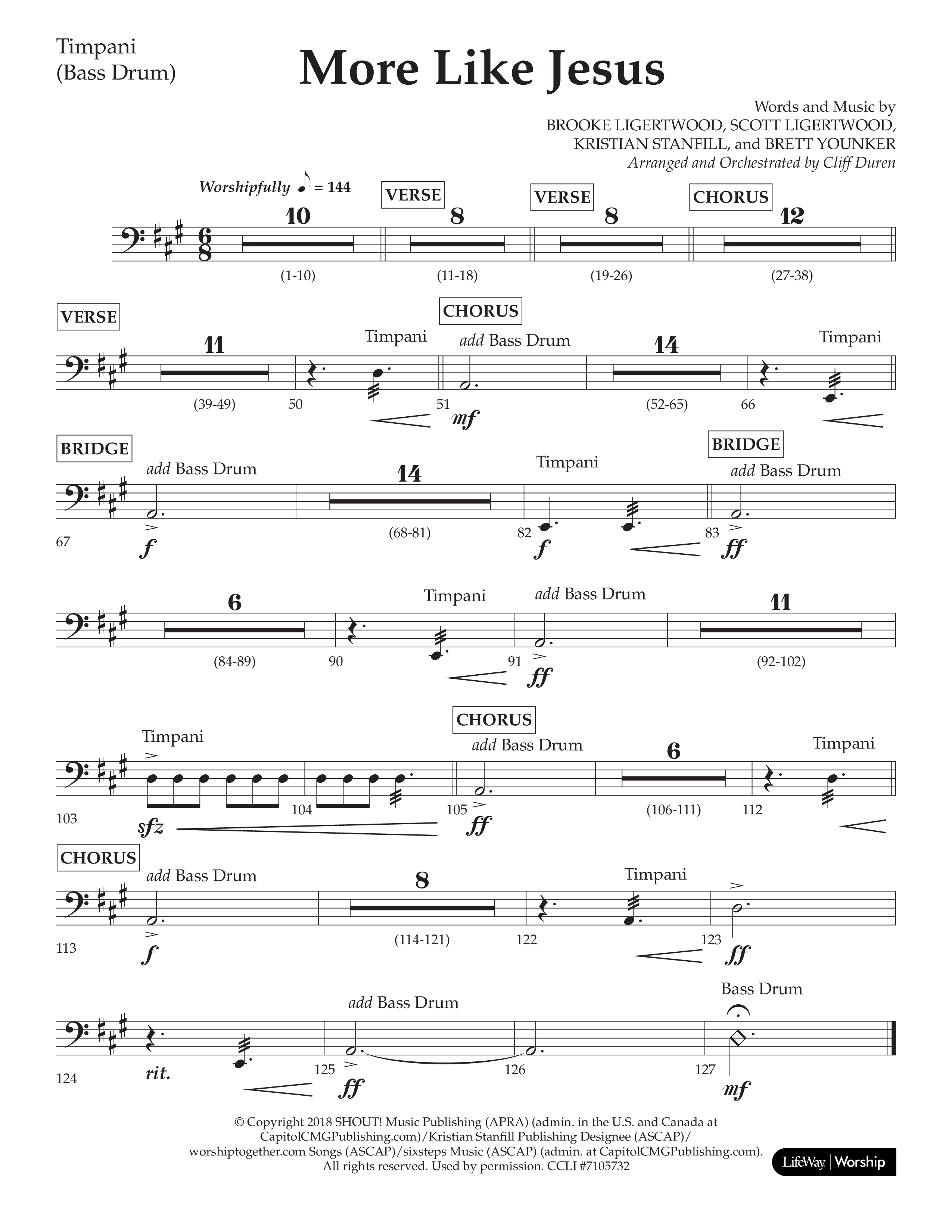 More Like Jesus (Choral Anthem SATB) Timpani (Lifeway Choral / Arr. Cliff Duren)
