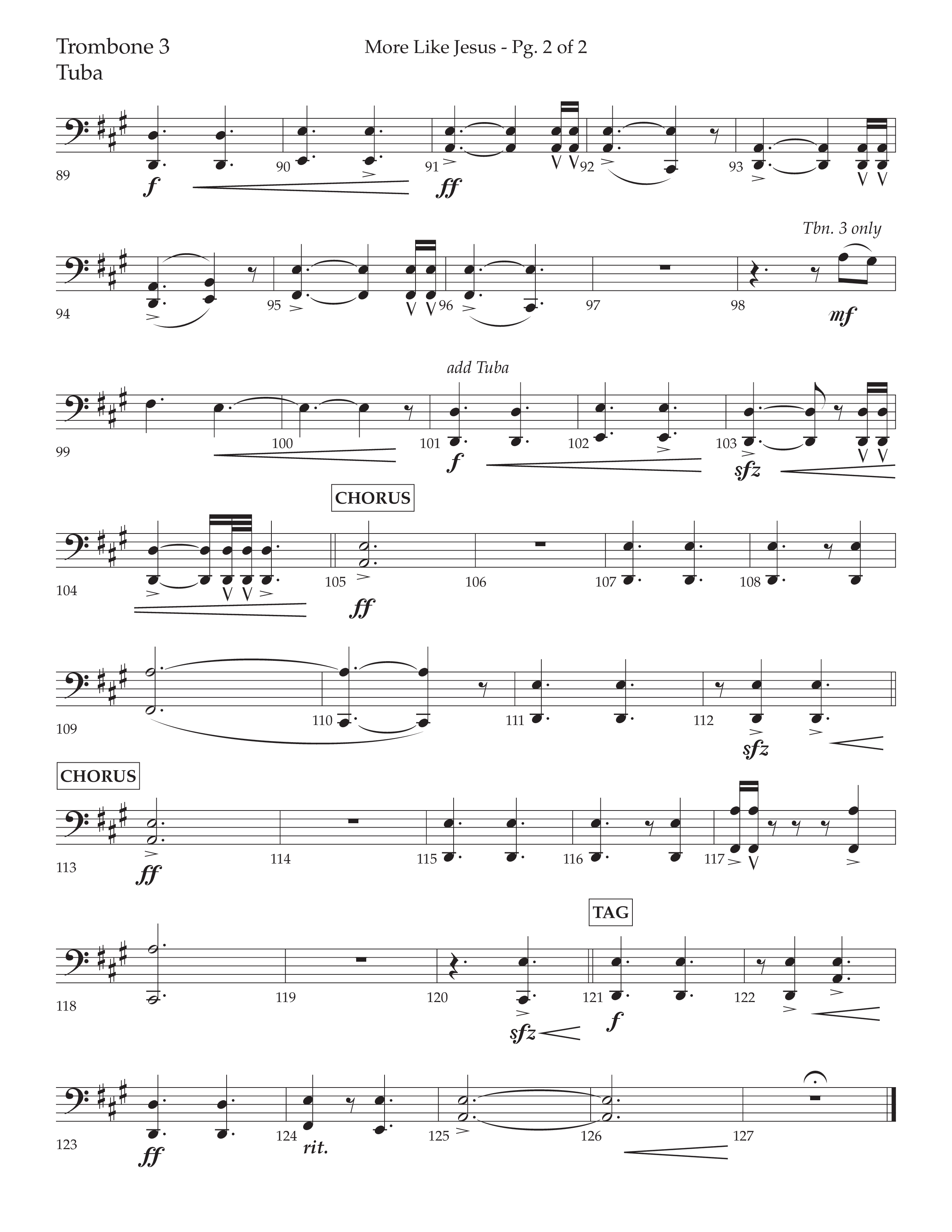 More Like Jesus (Choral Anthem SATB) Trombone 3/Tuba (Lifeway Choral / Arr. Cliff Duren)
