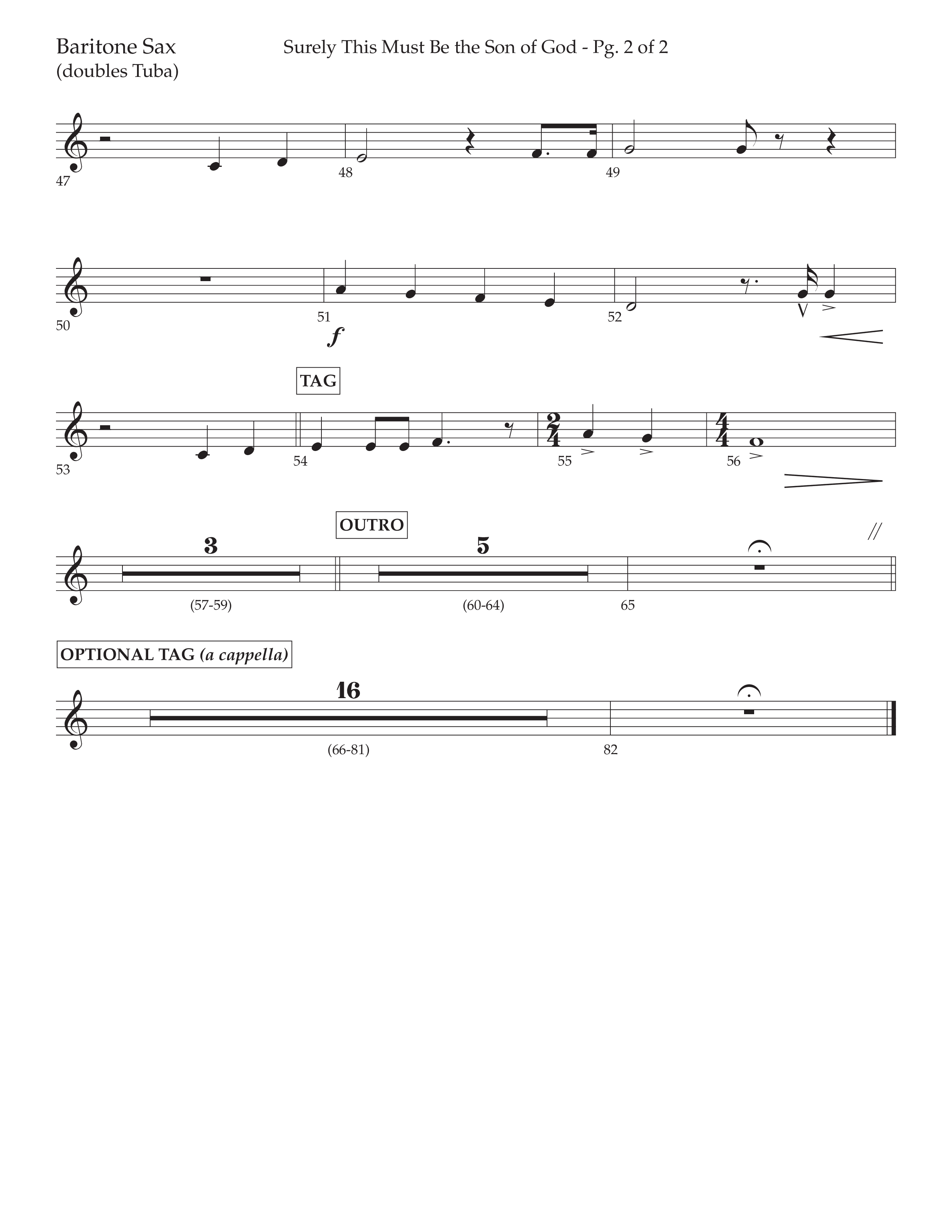 Surely This Must Be The Son Of God (with I Stand Amazed In The Presence) (Choral Anthem SATB) Bari Sax (Lifeway Choral / Arr. Cliff Duren)