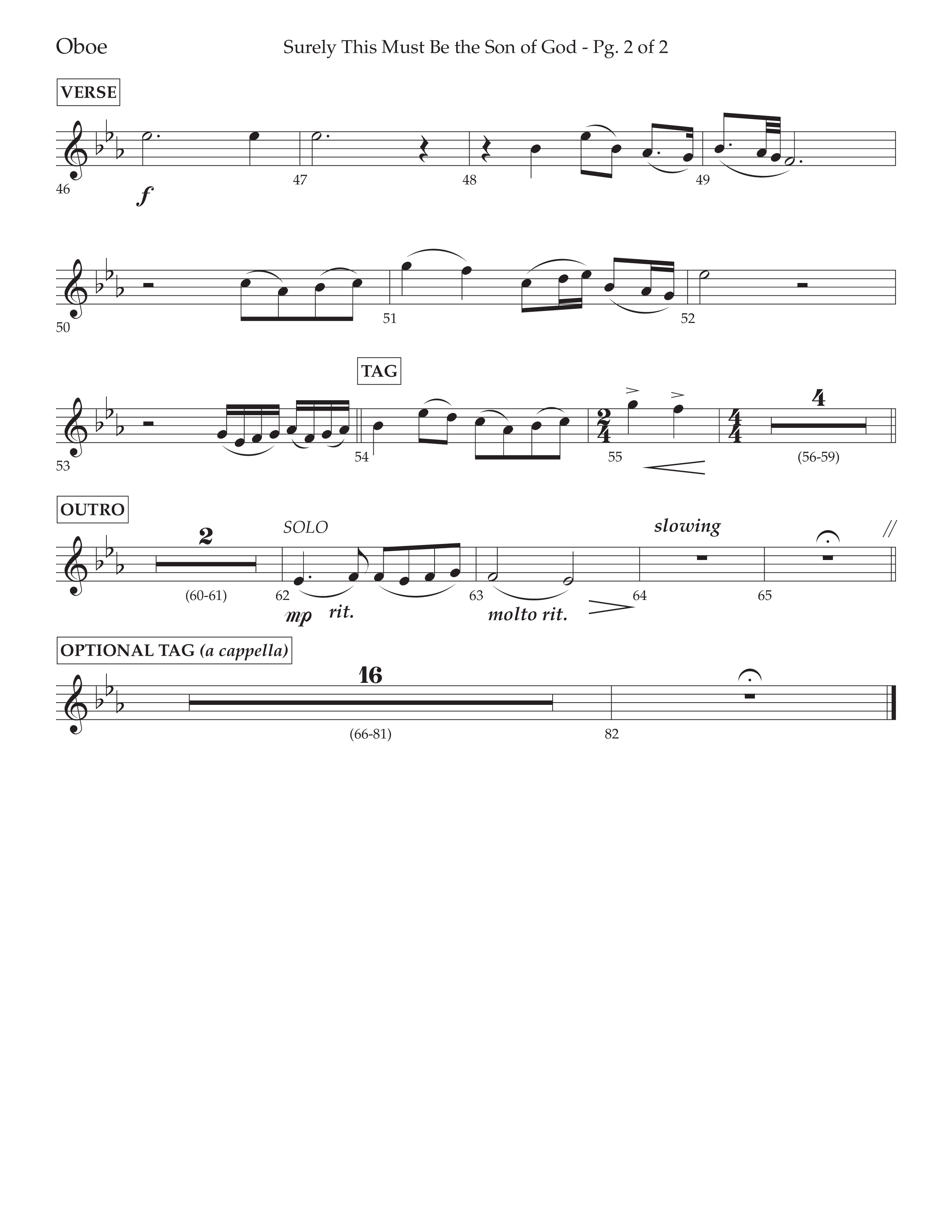 Surely This Must Be The Son Of God (with I Stand Amazed In The Presence) (Choral Anthem SATB) Oboe (Lifeway Choral / Arr. Cliff Duren)