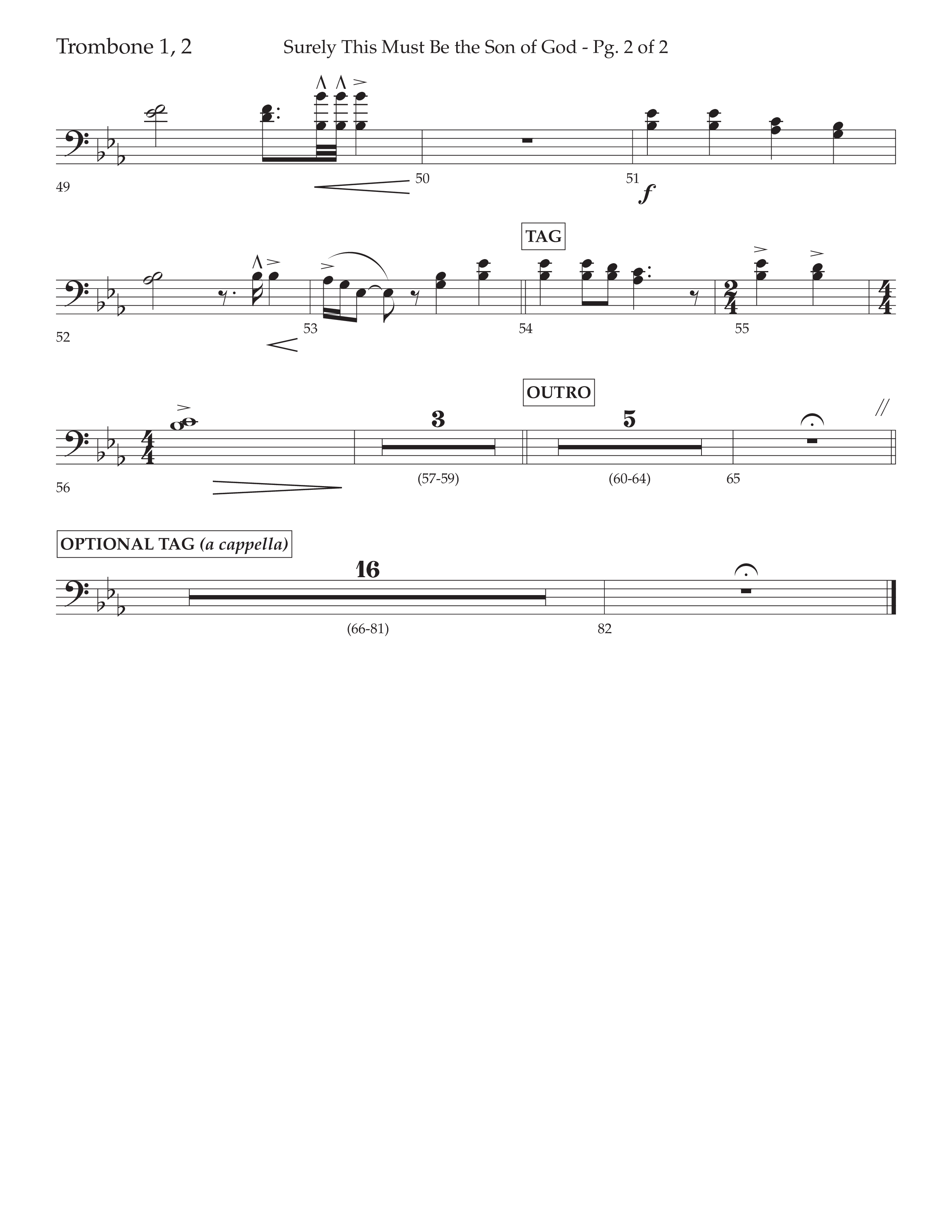Surely This Must Be The Son Of God (with I Stand Amazed In The Presence) (Choral Anthem SATB) Trombone 1/2 (Lifeway Choral / Arr. Cliff Duren)