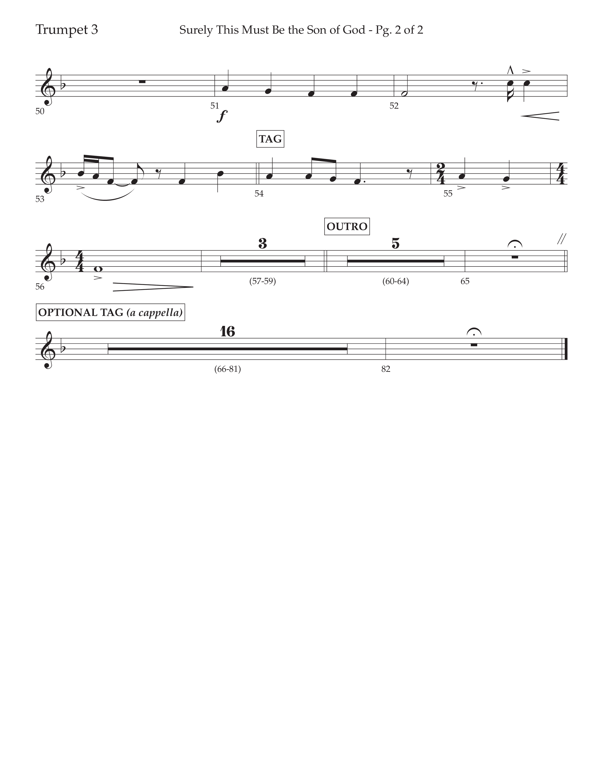 Surely This Must Be The Son Of God (with I Stand Amazed In The Presence) (Choral Anthem SATB) Trumpet 3 (Lifeway Choral / Arr. Cliff Duren)