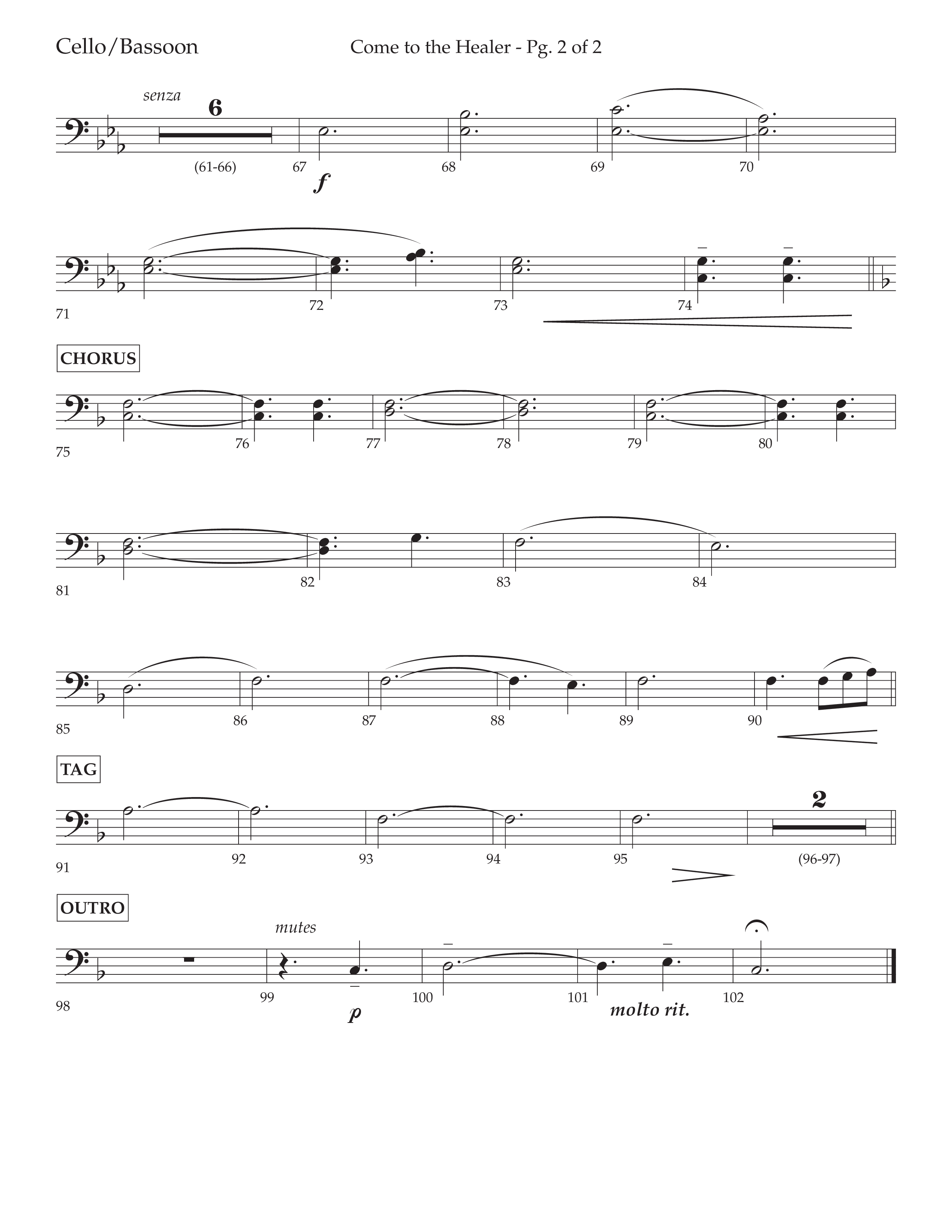 Come To The Healer (with Have Thine Own Way Lord) (Choral Anthem SATB) Cello (Lifeway Choral / Arr. Cliff Duren)