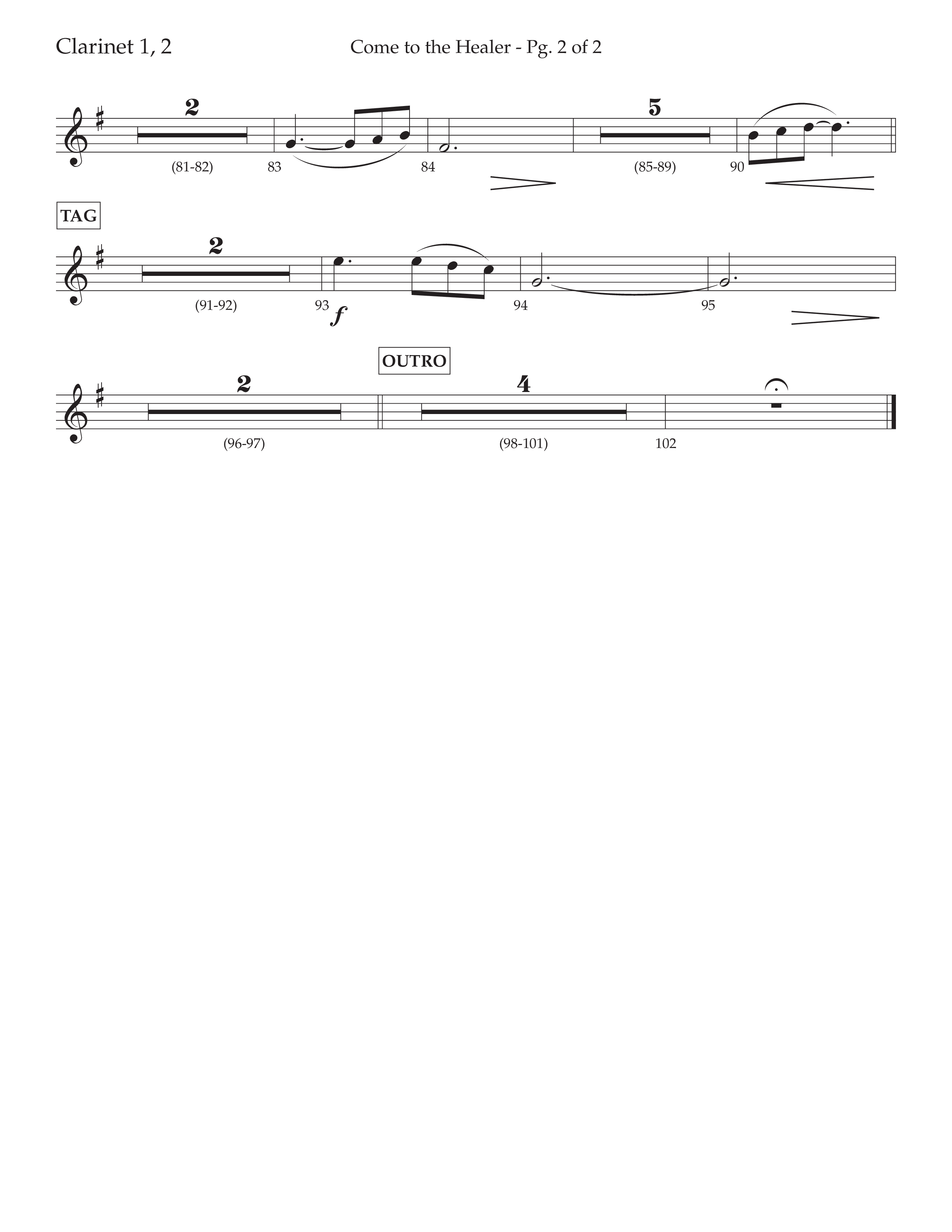 Come To The Healer (with Have Thine Own Way Lord) (Choral Anthem SATB) Clarinet 1/2 (Lifeway Choral / Arr. Cliff Duren)