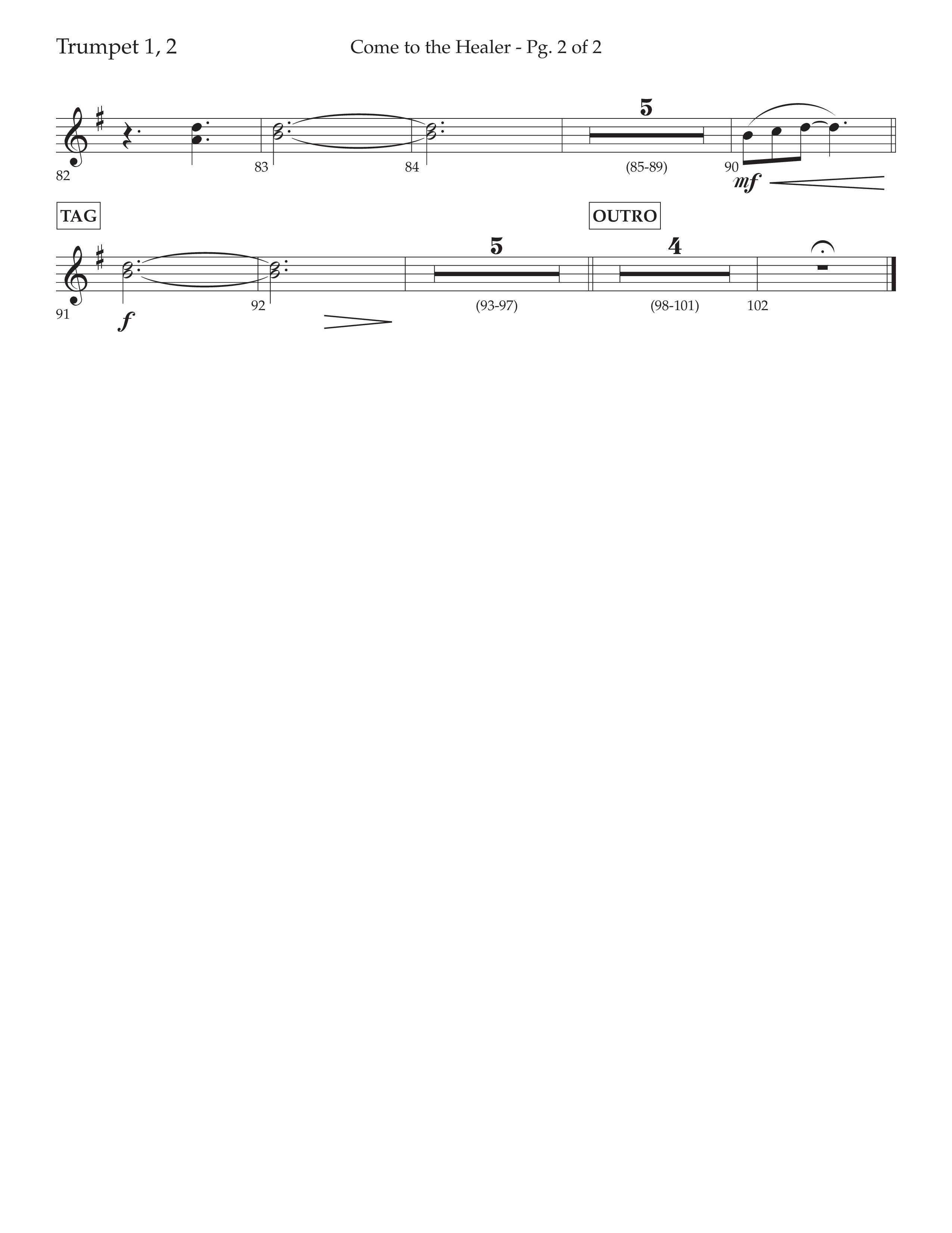 Come To The Healer (with Have Thine Own Way Lord) (Choral Anthem SATB) Trumpet 1,2 (Lifeway Choral / Arr. Cliff Duren)