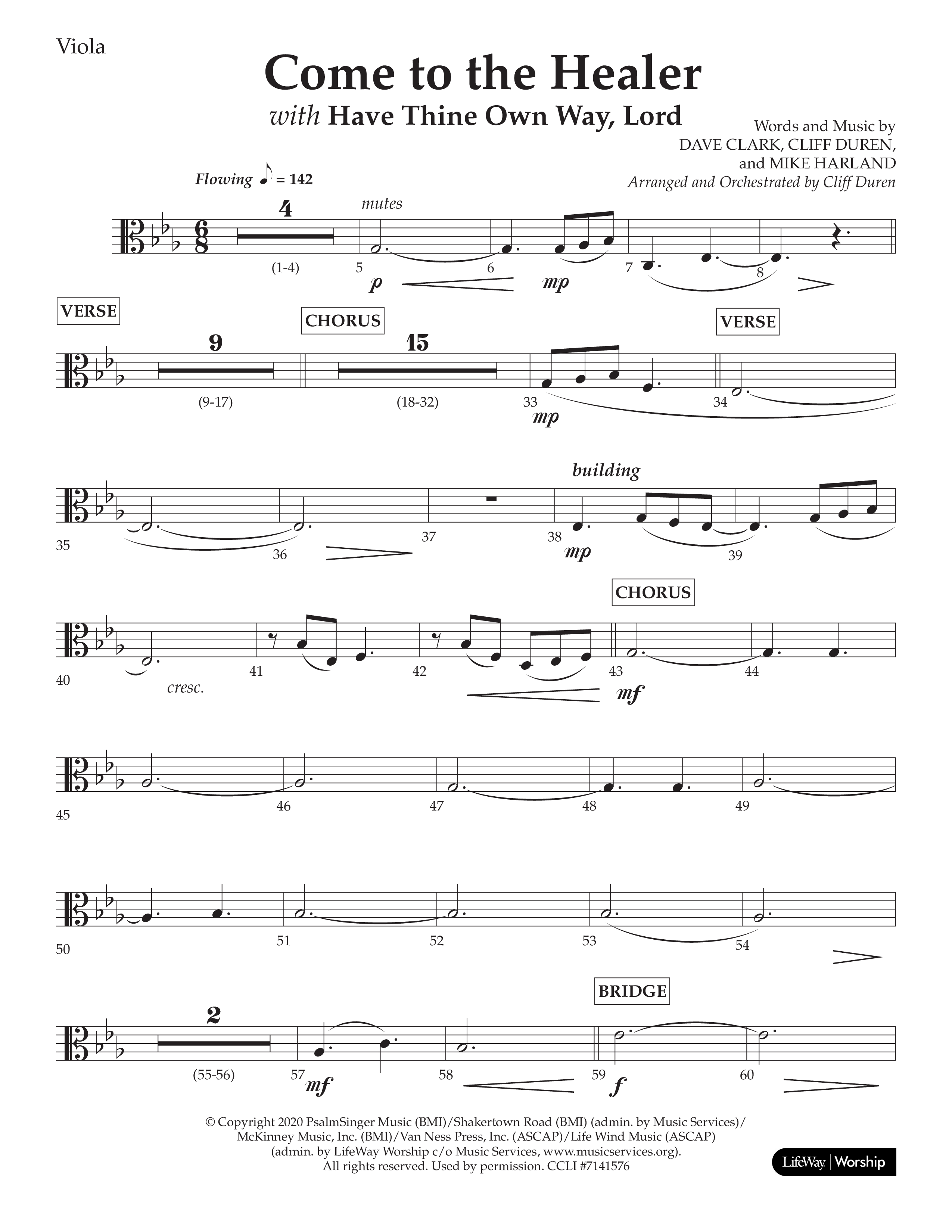 Come To The Healer (with Have Thine Own Way Lord) (Choral Anthem SATB) Viola (Lifeway Choral / Arr. Cliff Duren)