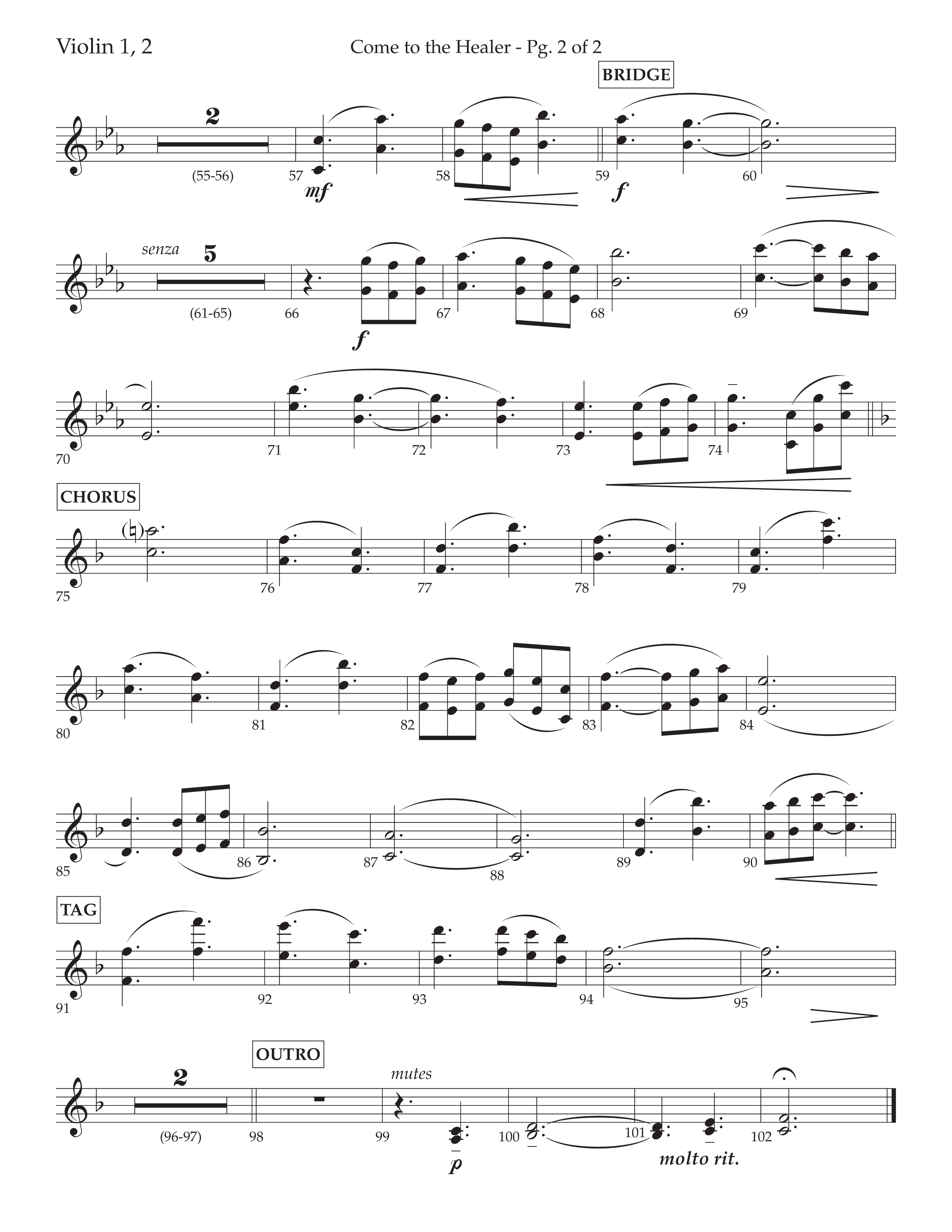 Come To The Healer (with Have Thine Own Way Lord) (Choral Anthem SATB) Violin 1/2 (Lifeway Choral / Arr. Cliff Duren)