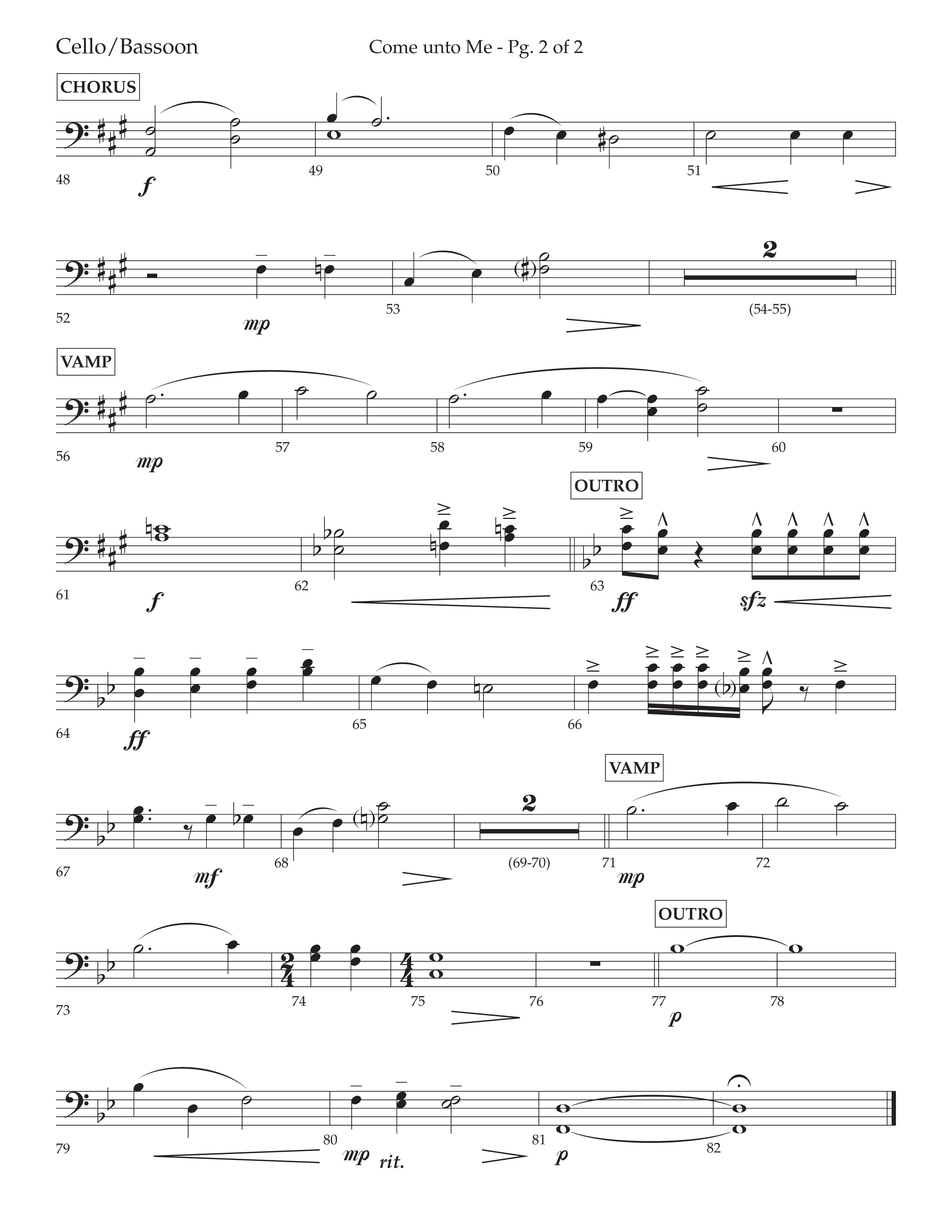 Come Unto Me (Choral Anthem SATB) Cello (Lifeway Choral / Arr. Cliff Duren)