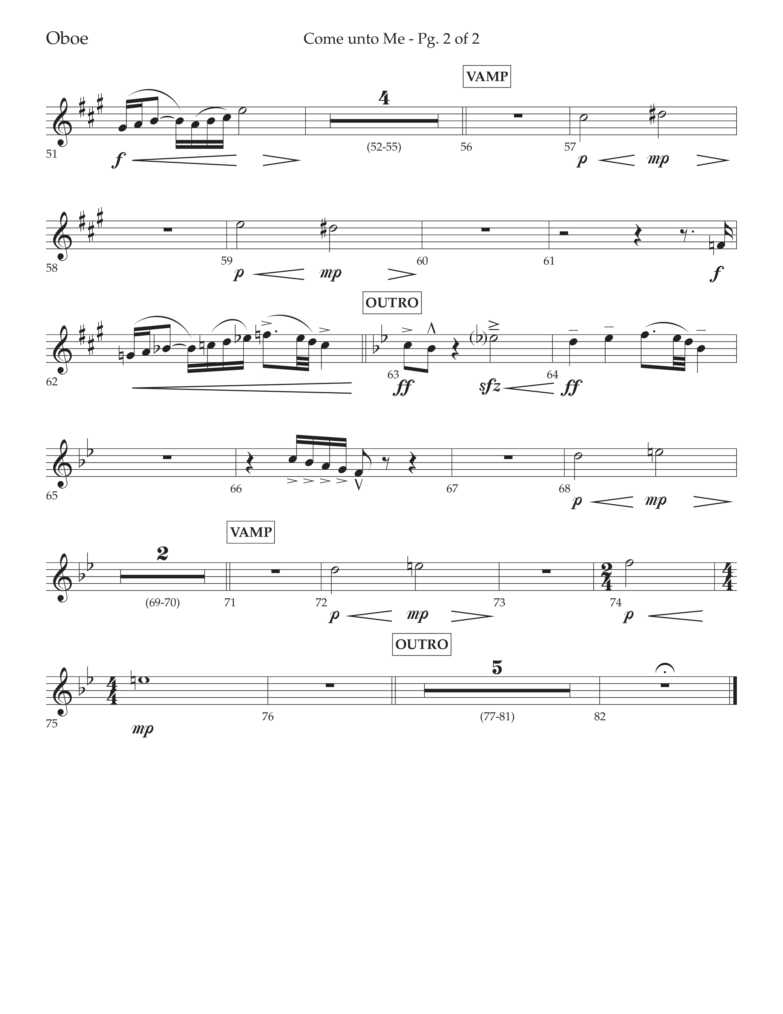 Come Unto Me (Choral Anthem SATB) Oboe (Lifeway Choral / Arr. Cliff Duren)