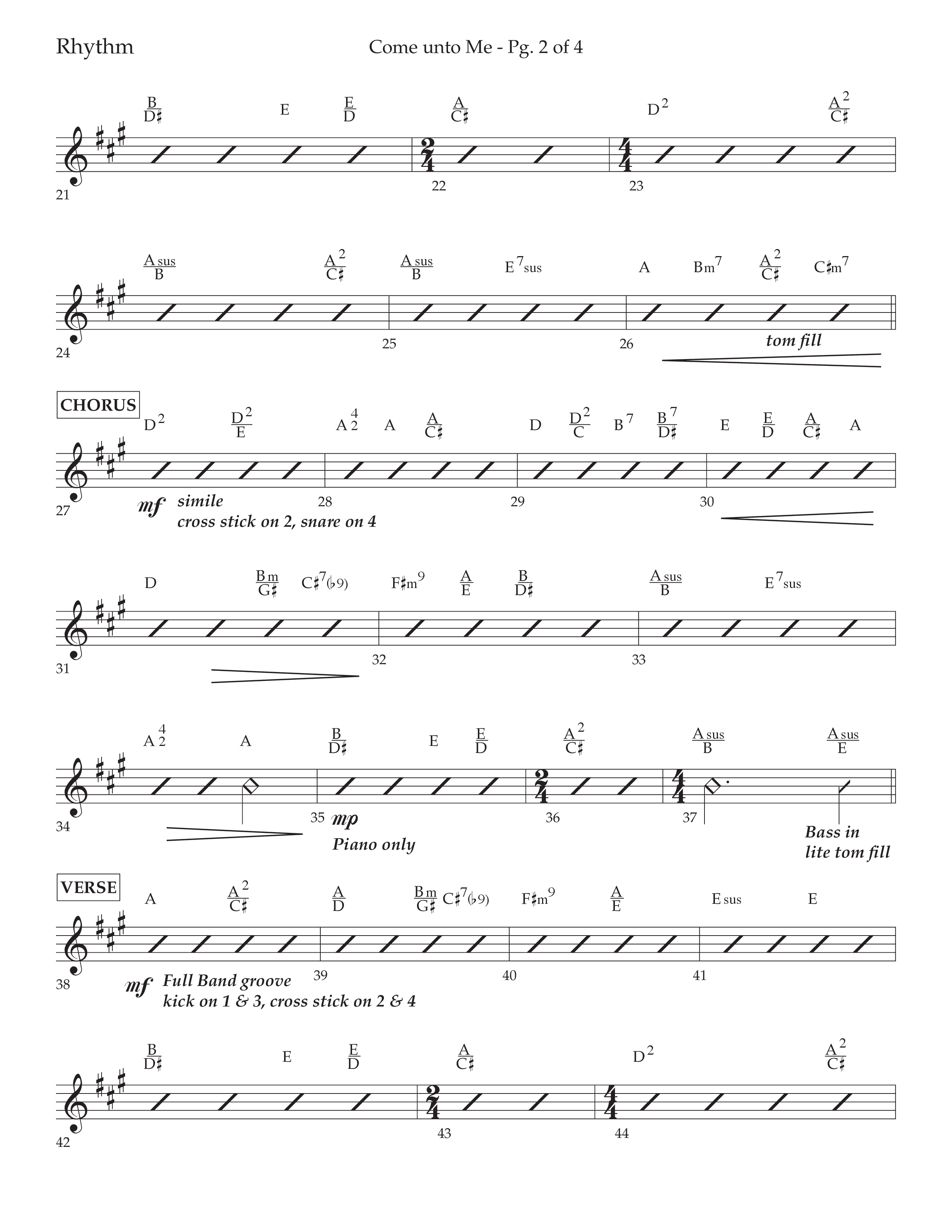 Come Unto Me (Choral Anthem SATB) Rhythm Chart (Lifeway Choral / Arr. Cliff Duren)