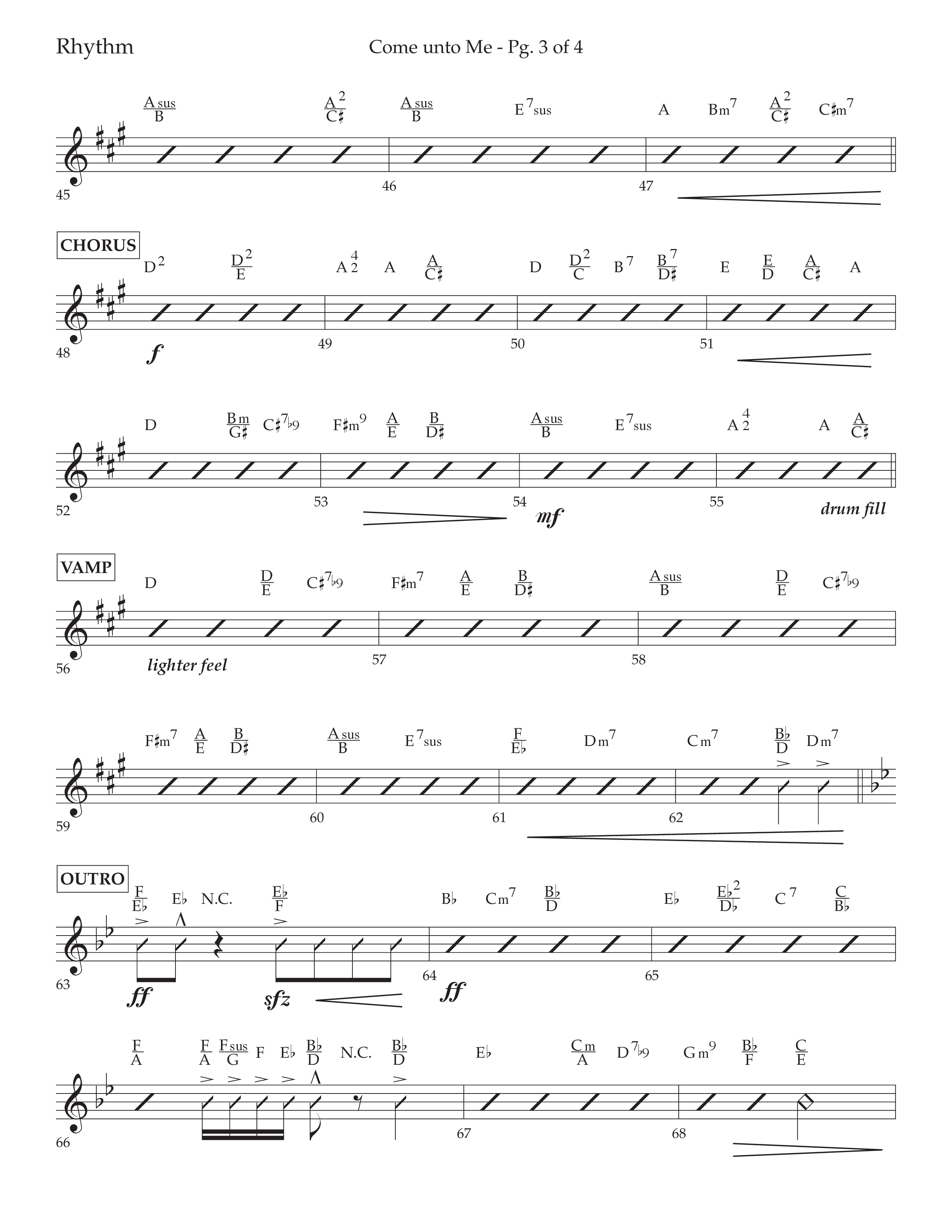 Come Unto Me (Choral Anthem SATB) Rhythm Chart (Lifeway Choral / Arr. Cliff Duren)