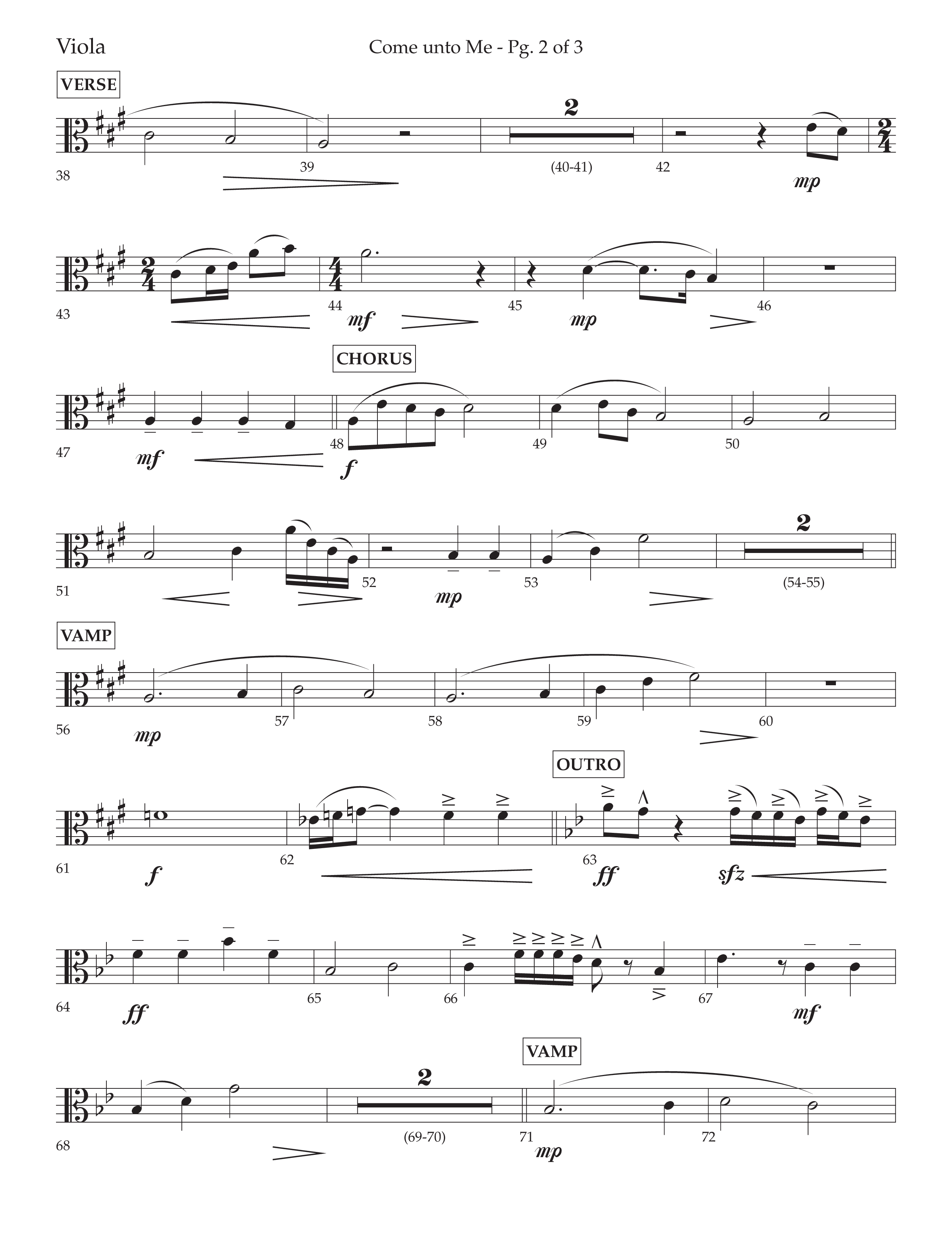 Come Unto Me (Choral Anthem SATB) Viola (Lifeway Choral / Arr. Cliff Duren)