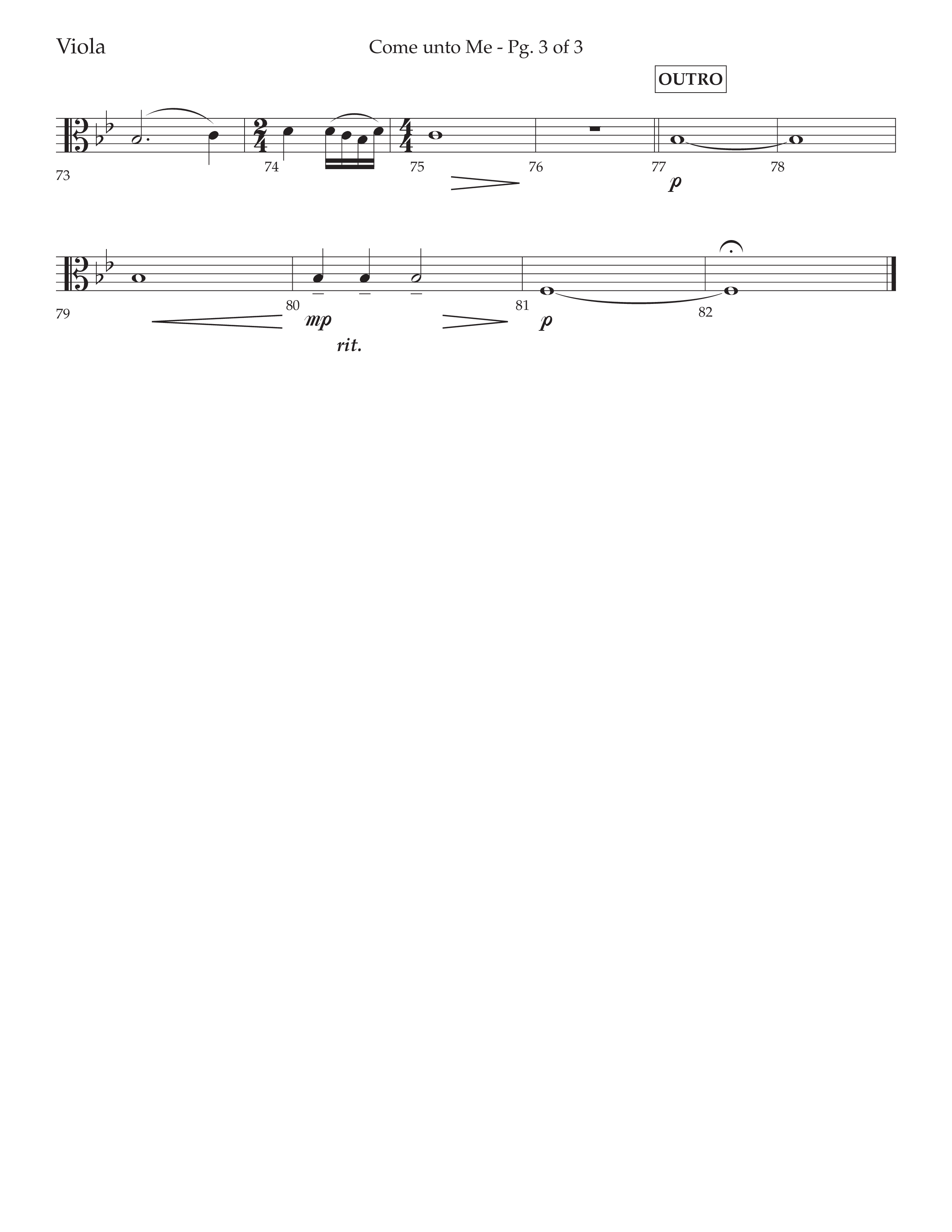 Come Unto Me (Choral Anthem SATB) Viola (Lifeway Choral / Arr. Cliff Duren)