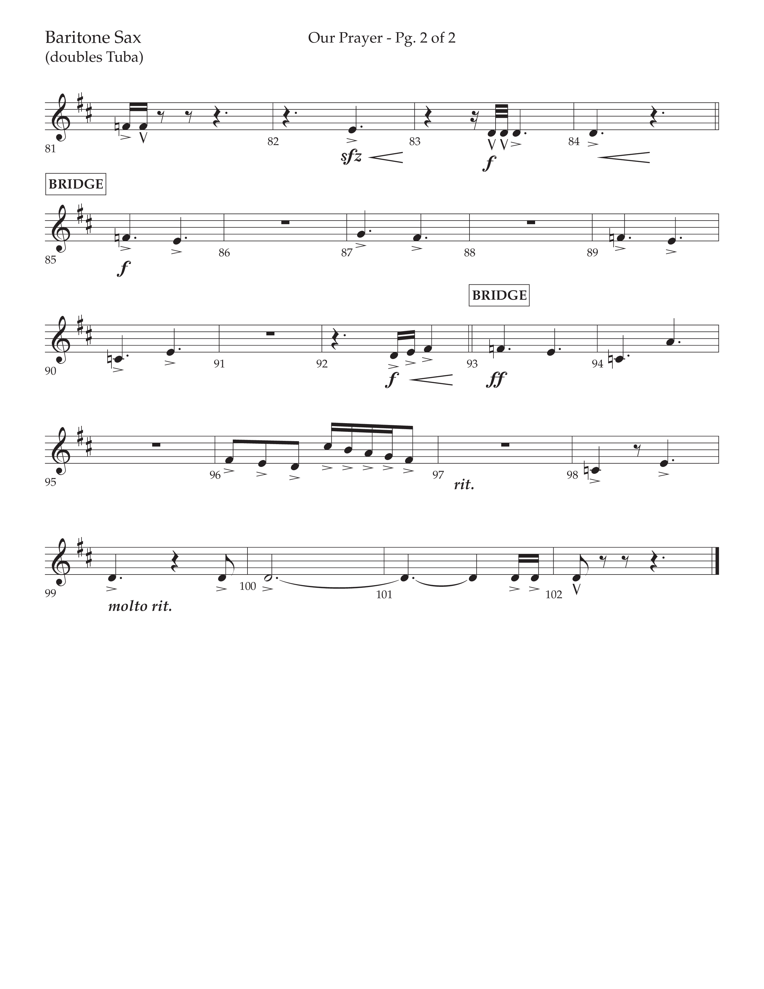 Our Prayer (Choral Anthem SATB) Bari Sax (Lifeway Choral / Arr. Cliff Duren)