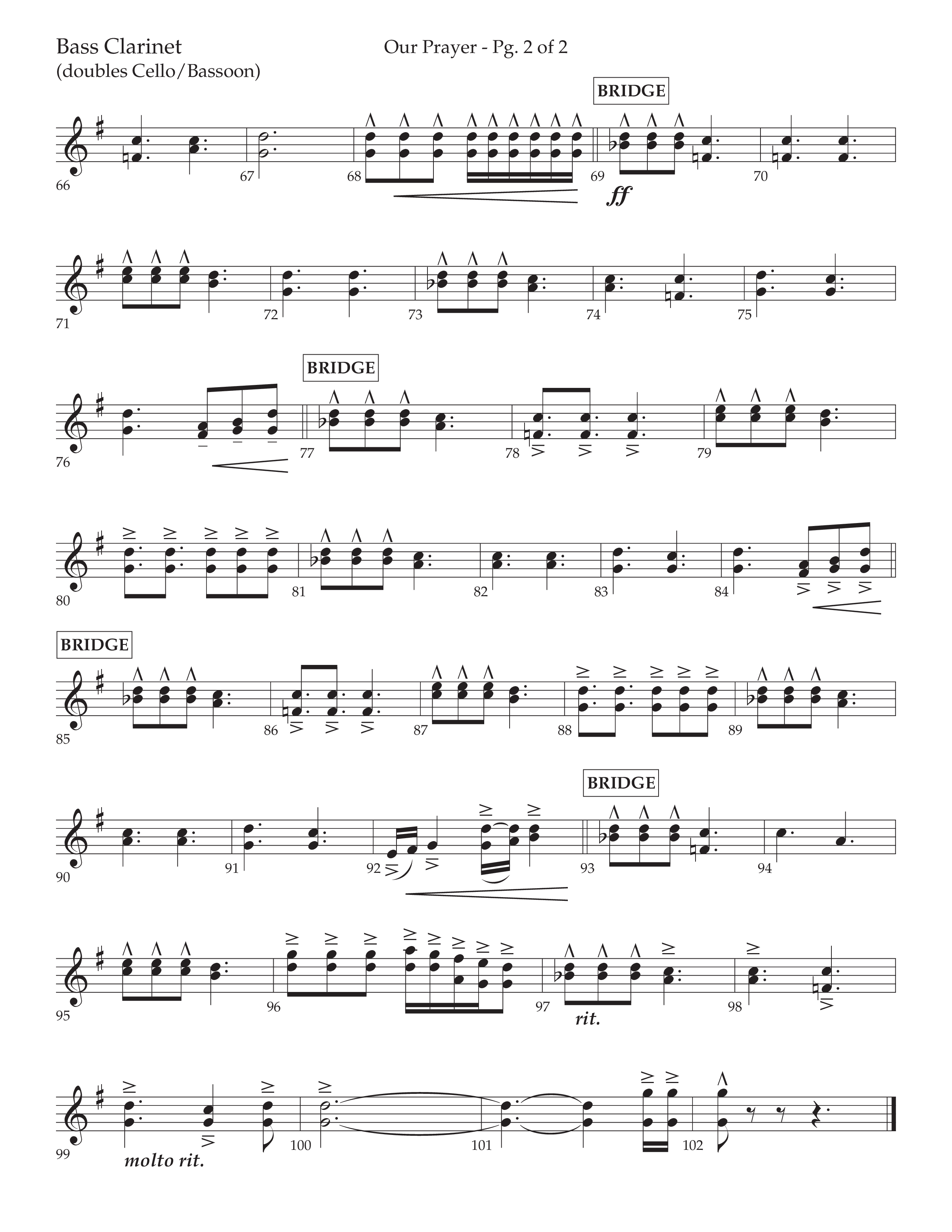 Our Prayer (Choral Anthem SATB) Bass Clarinet (Lifeway Choral / Arr. Cliff Duren)