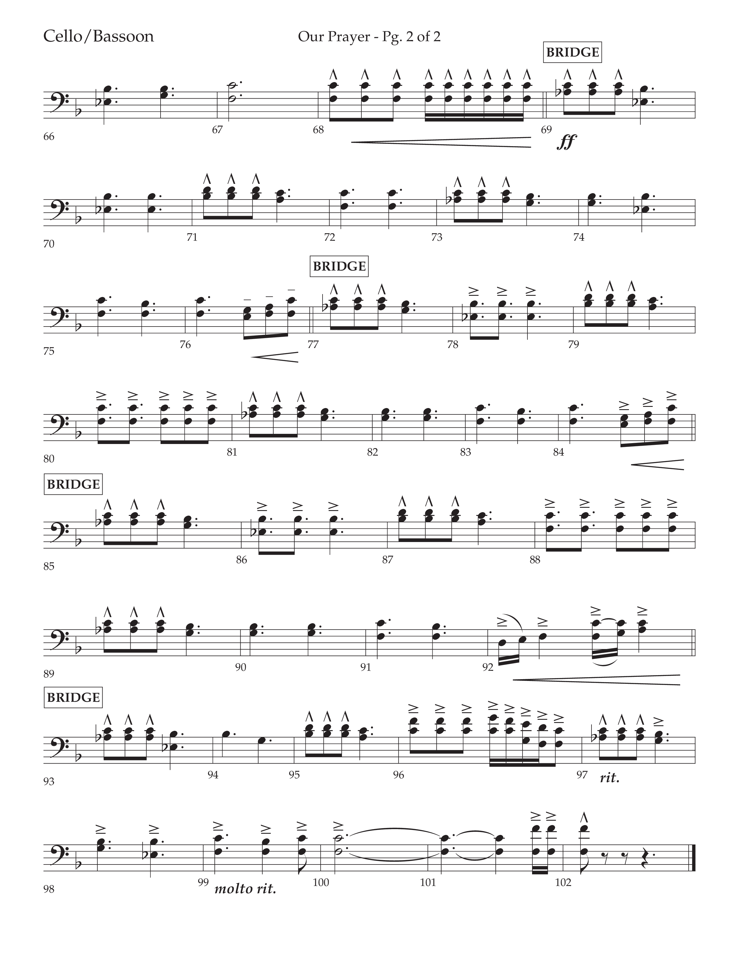 Our Prayer (Choral Anthem SATB) Cello (Lifeway Choral / Arr. Cliff Duren)