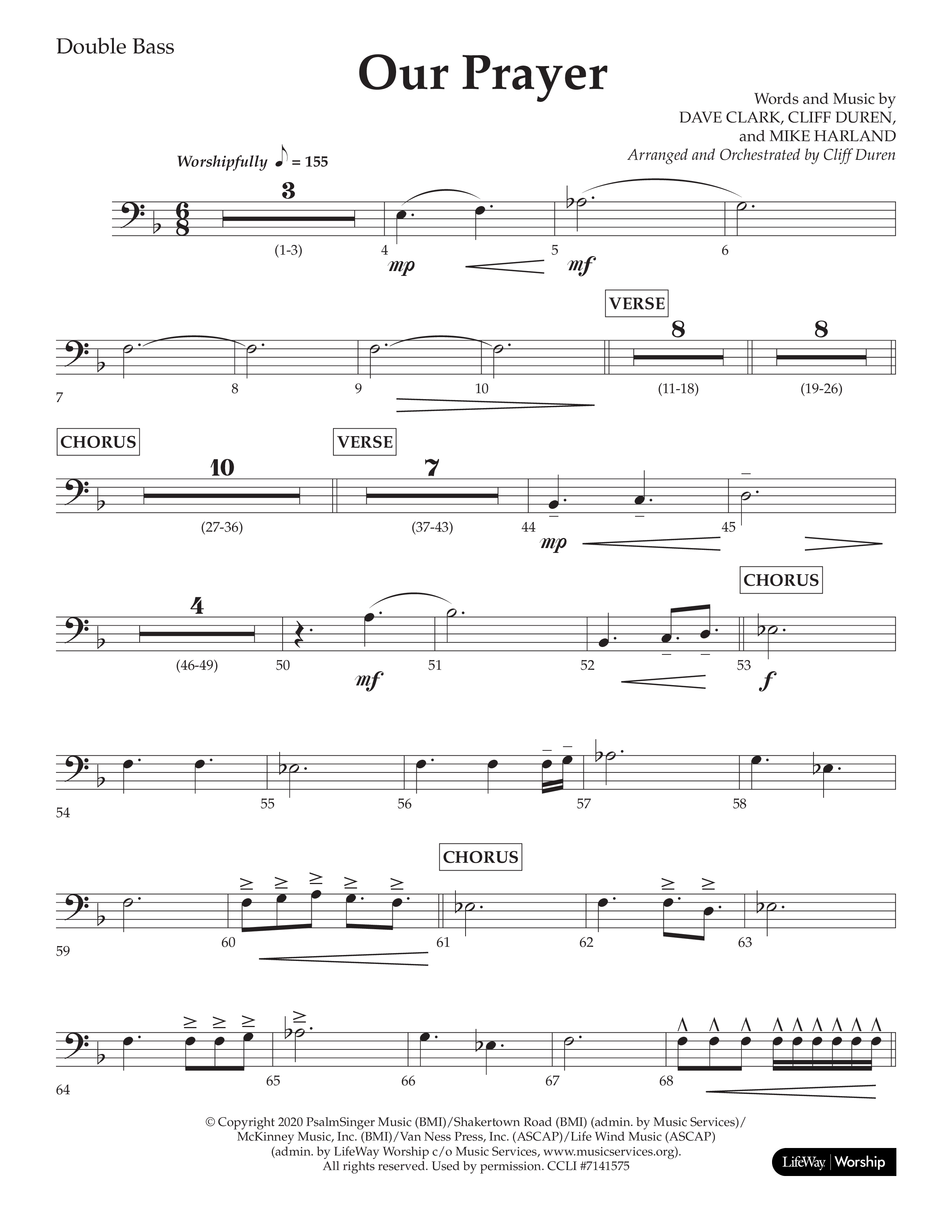 Our Prayer (Choral Anthem SATB) Double Bass (Lifeway Choral / Arr. Cliff Duren)
