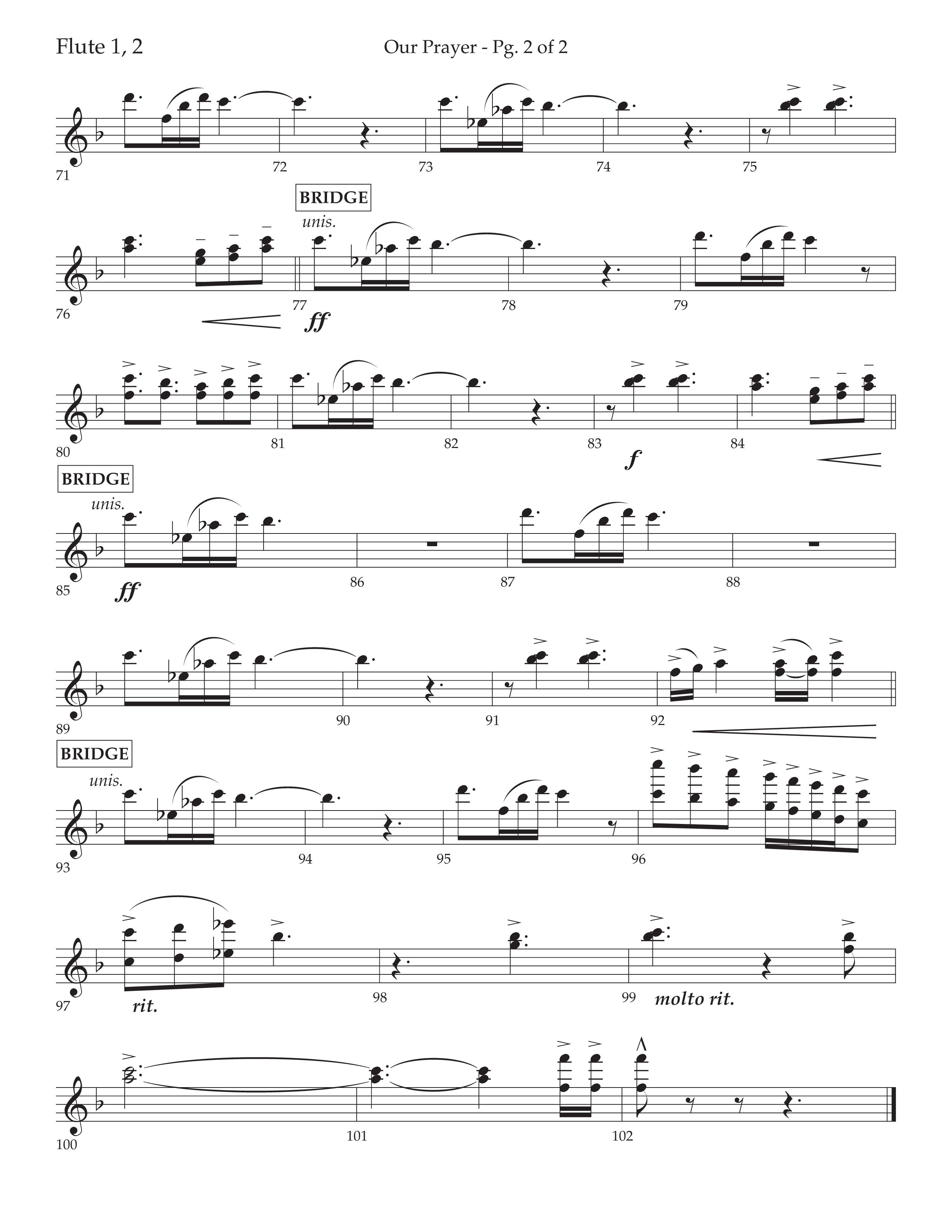 Our Prayer (Choral Anthem SATB) Flute 1/2 (Lifeway Choral / Arr. Cliff Duren)