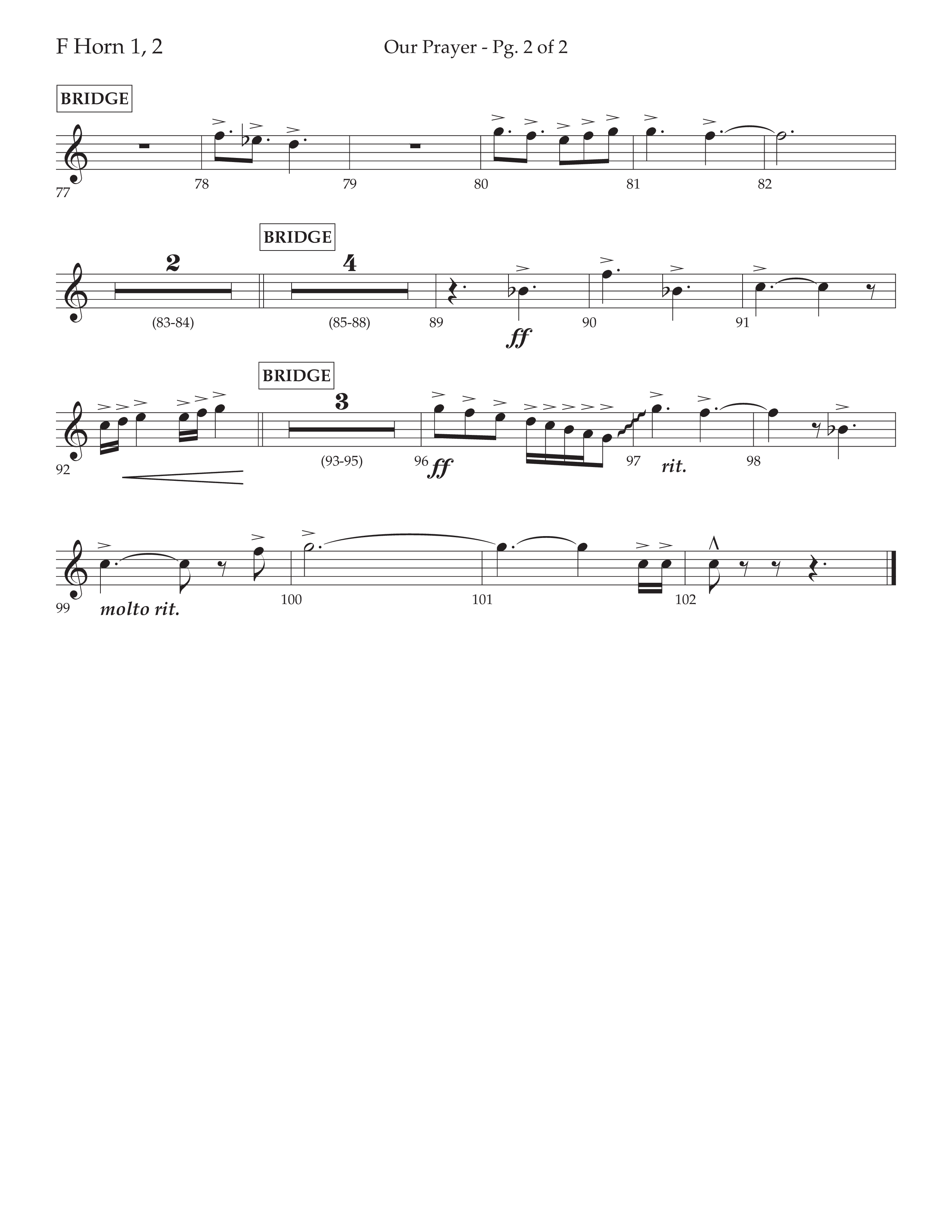 Our Prayer (Choral Anthem SATB) French Horn 1/2 (Lifeway Choral / Arr. Cliff Duren)