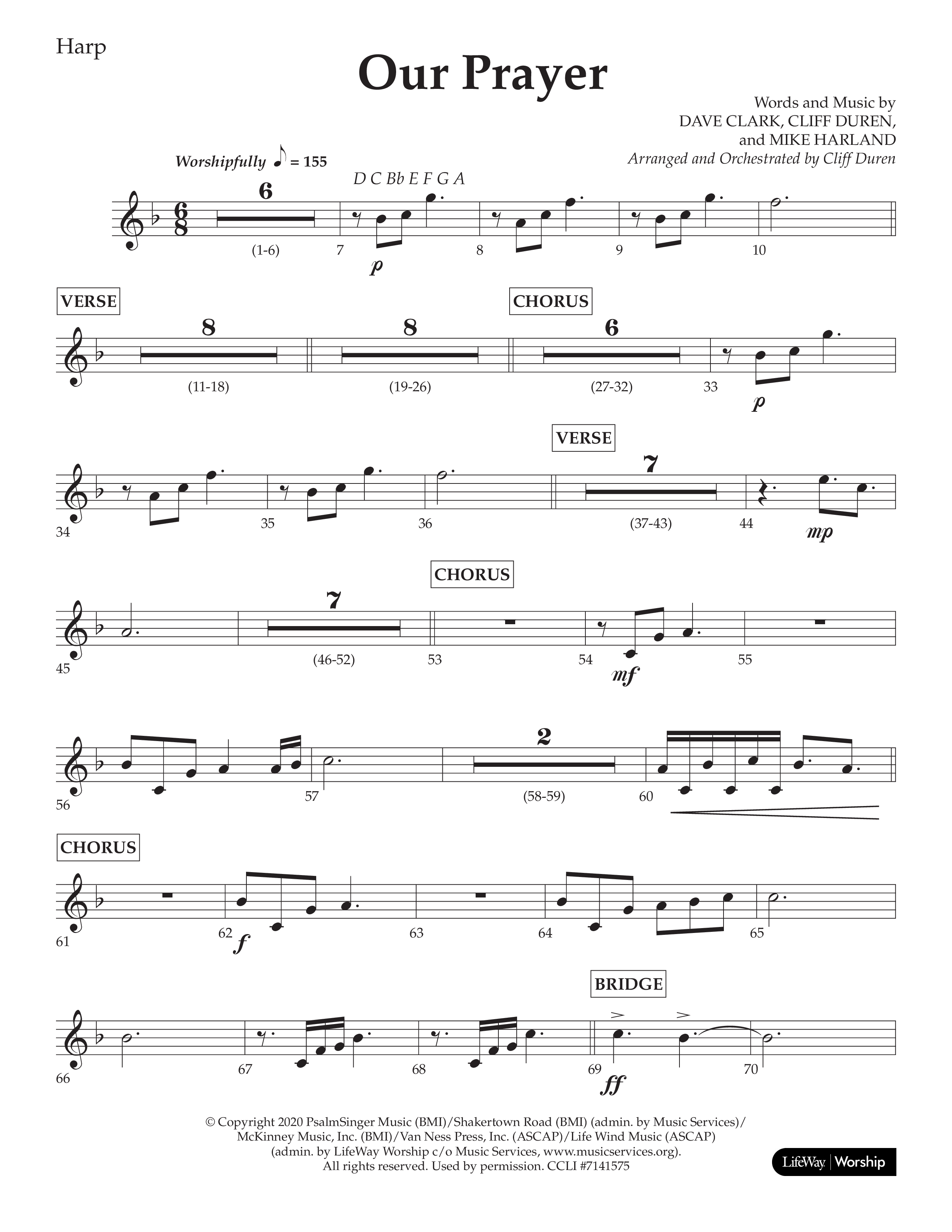 Our Prayer (Choral Anthem SATB) Harp (Lifeway Choral / Arr. Cliff Duren)