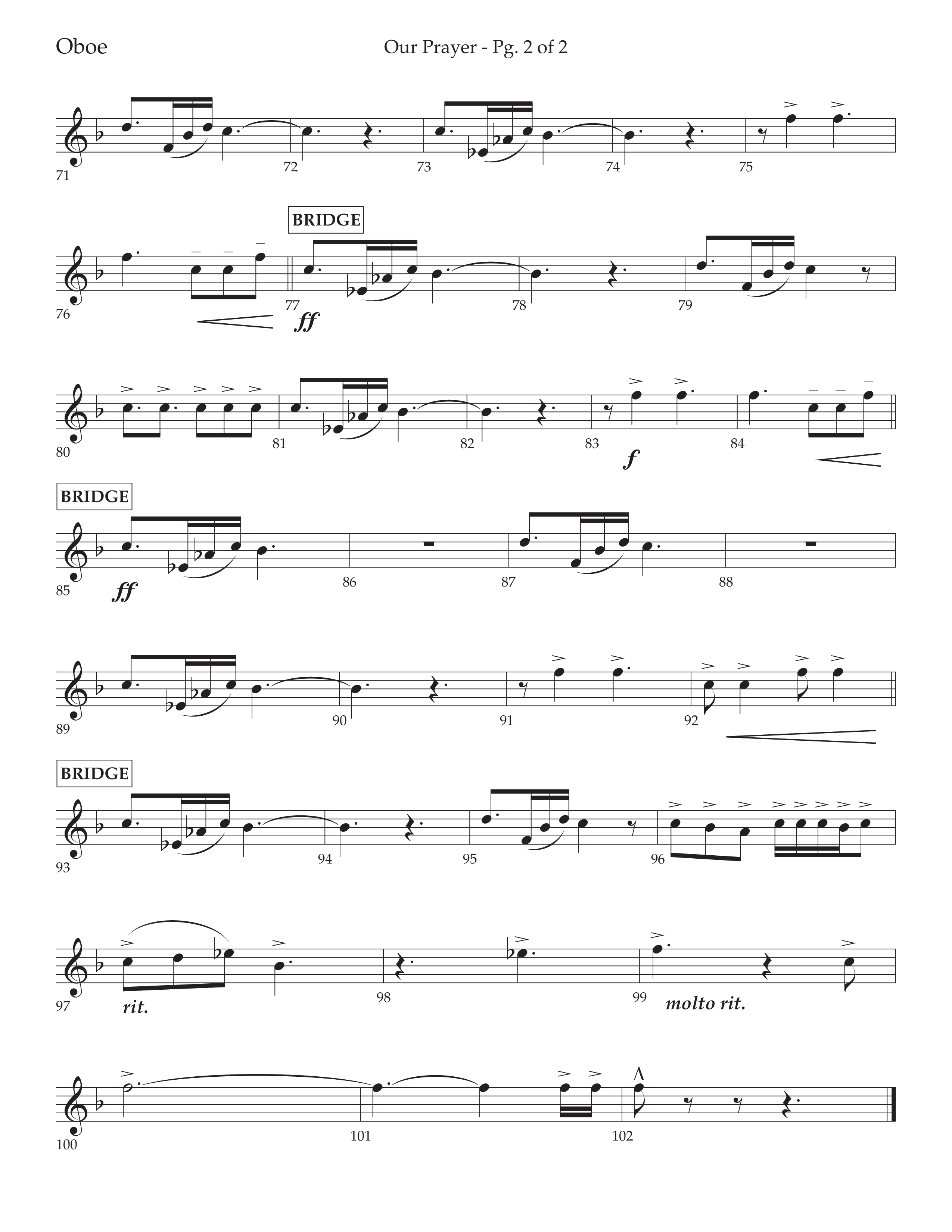 Our Prayer (Choral Anthem SATB) Oboe (Lifeway Choral / Arr. Cliff Duren)