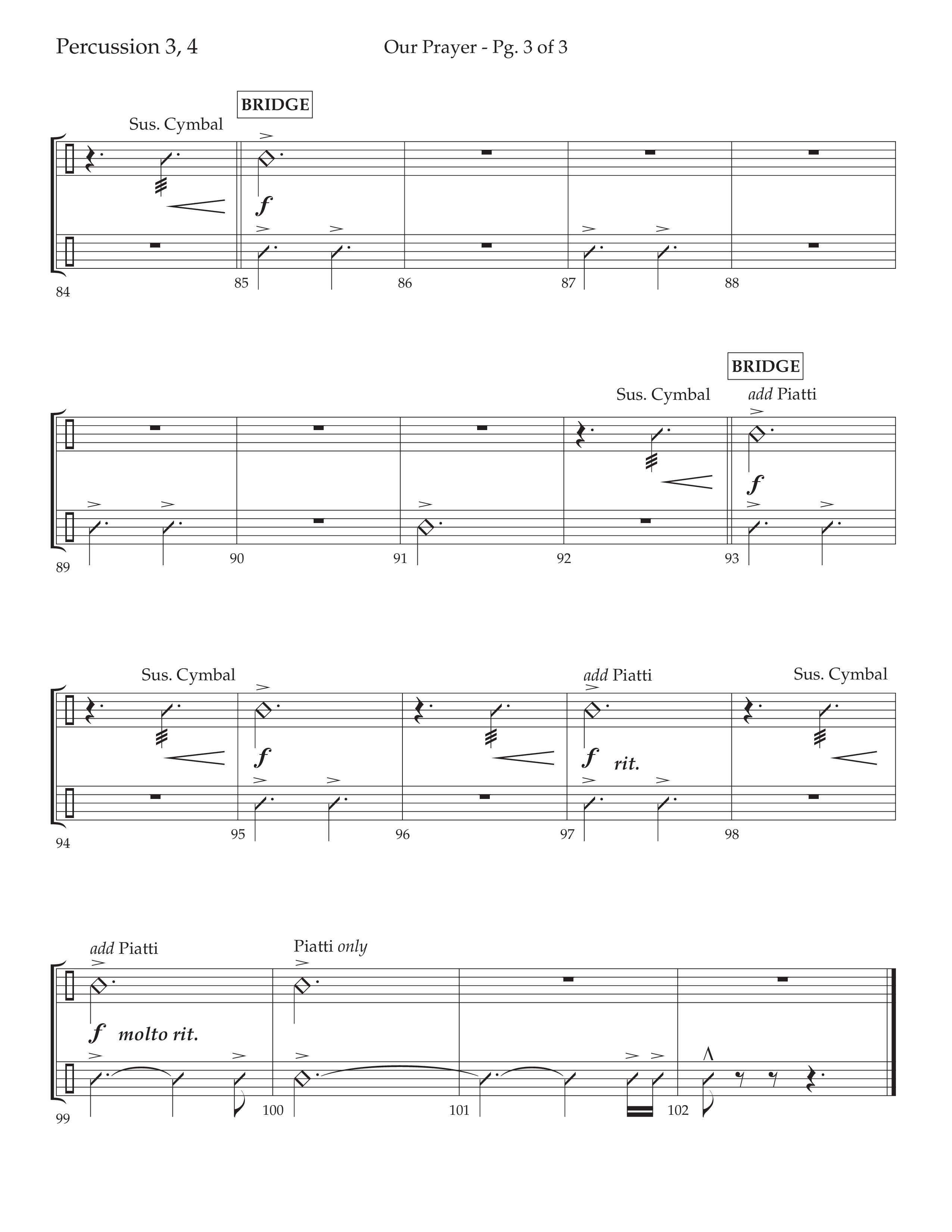 Our Prayer (Choral Anthem SATB) Percussion (Lifeway Choral / Arr. Cliff Duren)