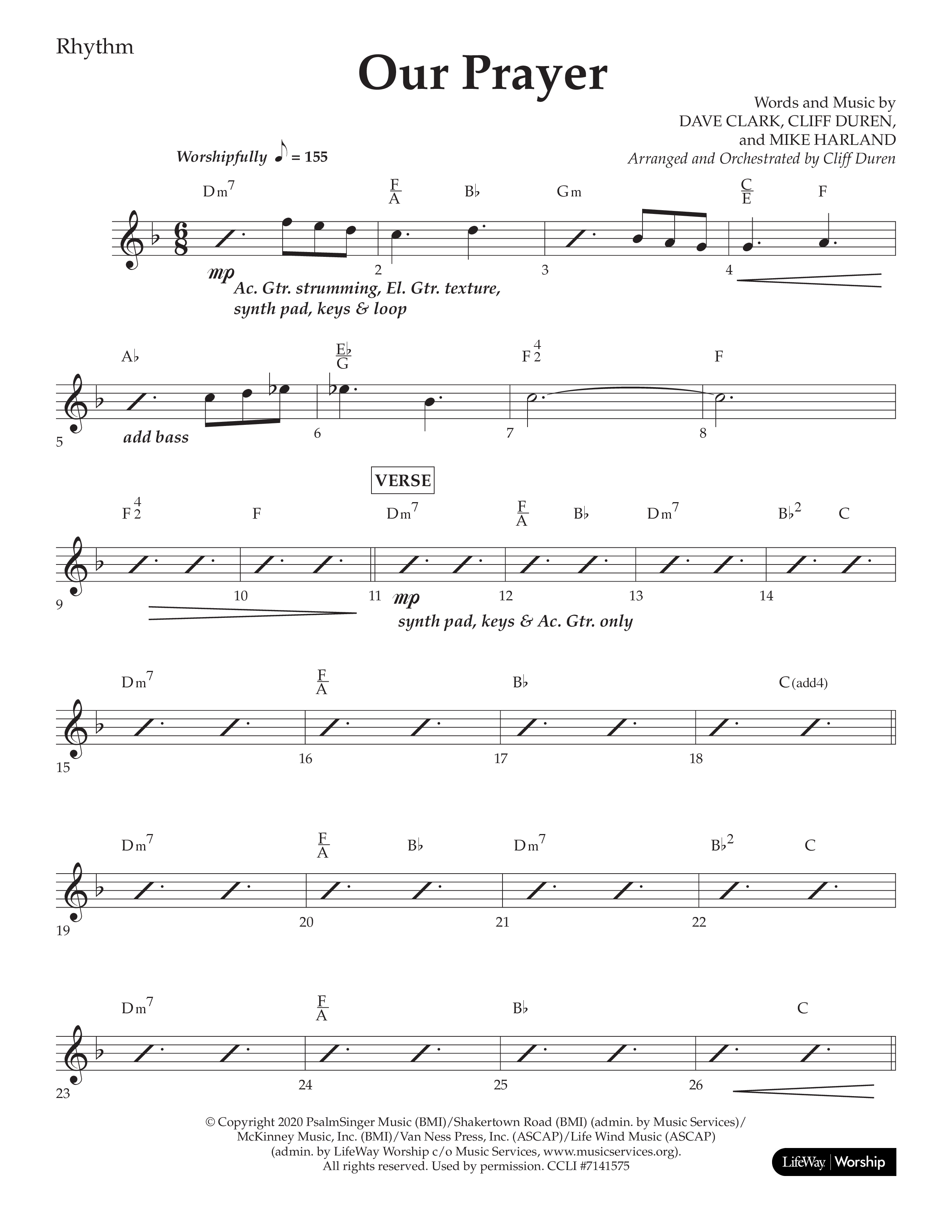 Our Prayer (Choral Anthem SATB) Rhythm Chart (Lifeway Choral / Arr. Cliff Duren)