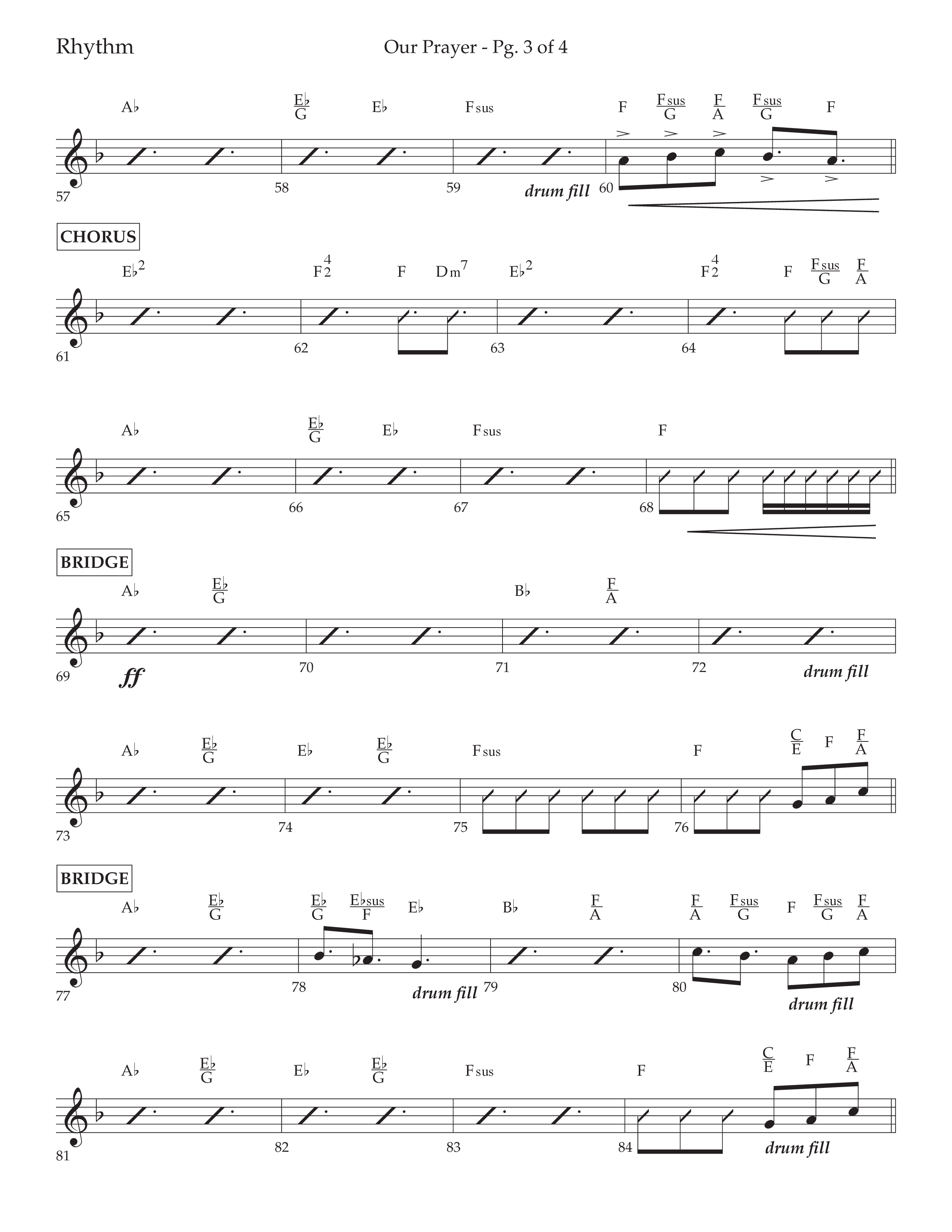 Our Prayer (Choral Anthem SATB) Rhythm Chart (Lifeway Choral / Arr. Cliff Duren)