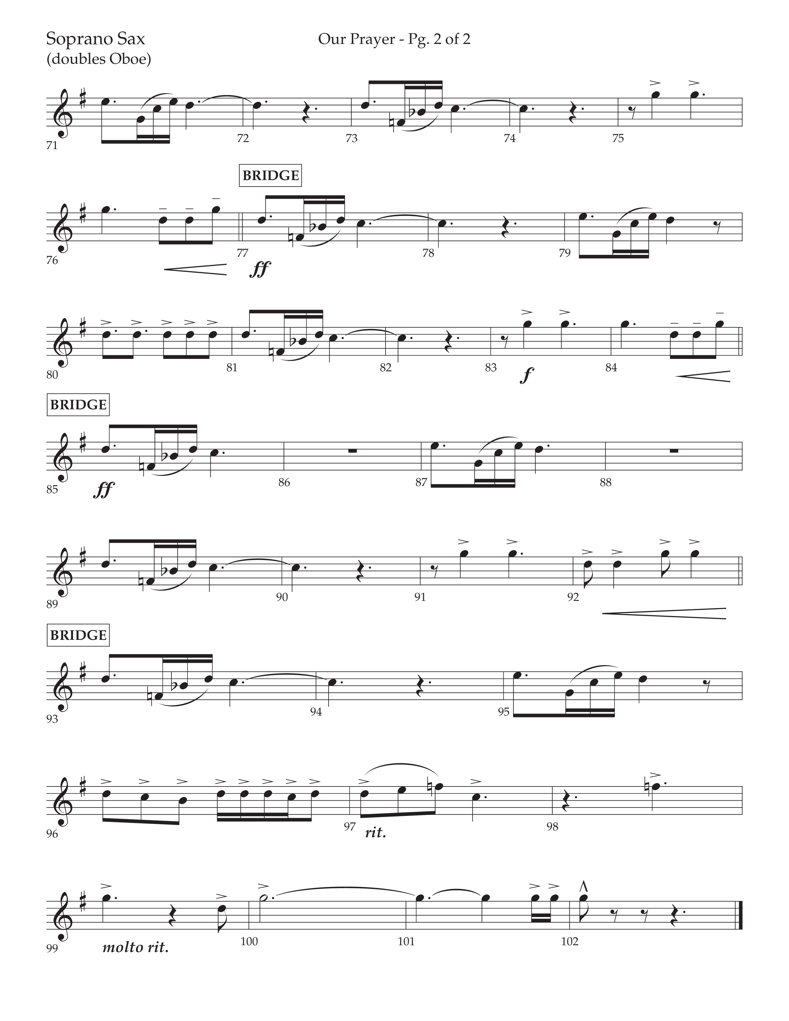 Our Prayer (Choral Anthem SATB) Soprano Sax (Lifeway Choral / Arr. Cliff Duren)