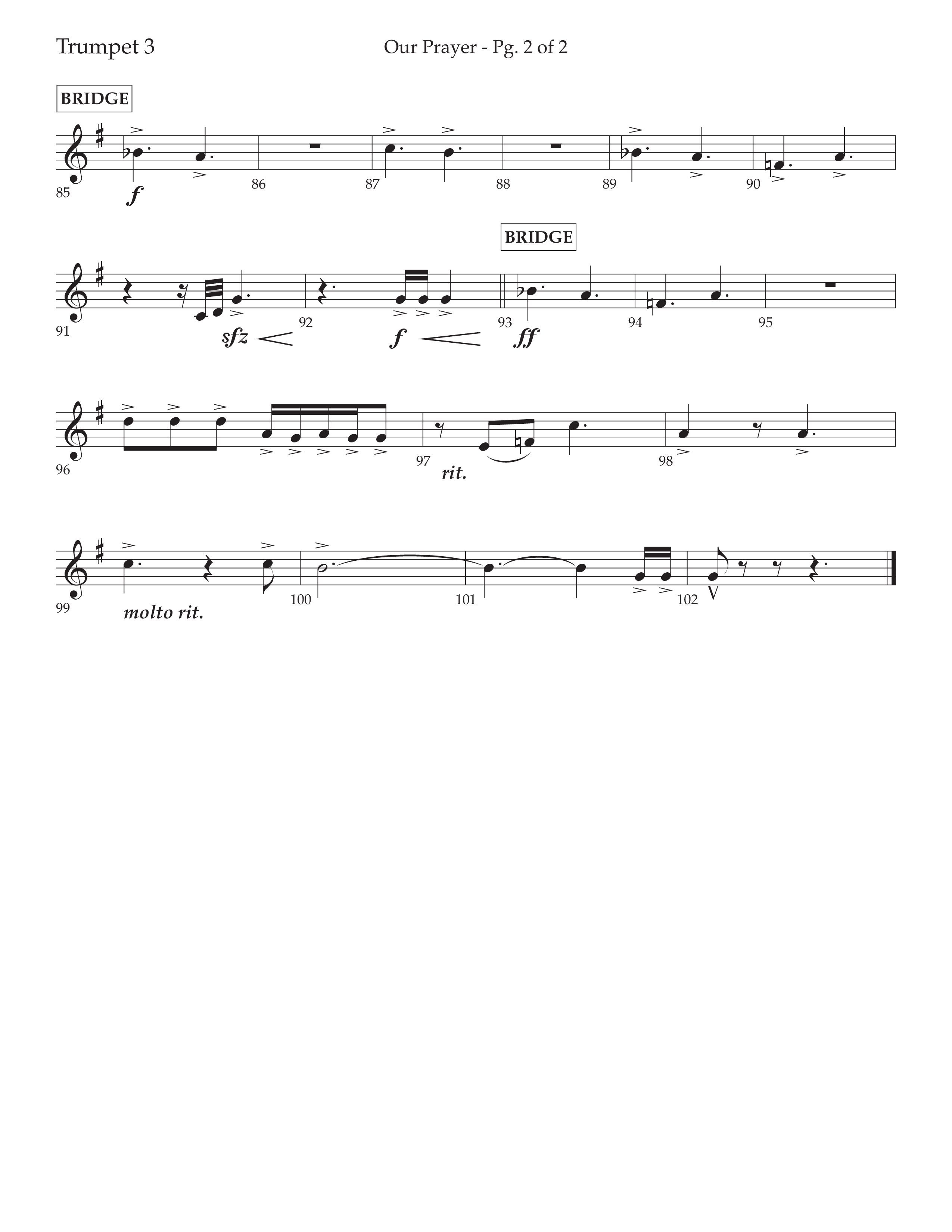 Our Prayer (Choral Anthem SATB) Trumpet 3 (Lifeway Choral / Arr. Cliff Duren)