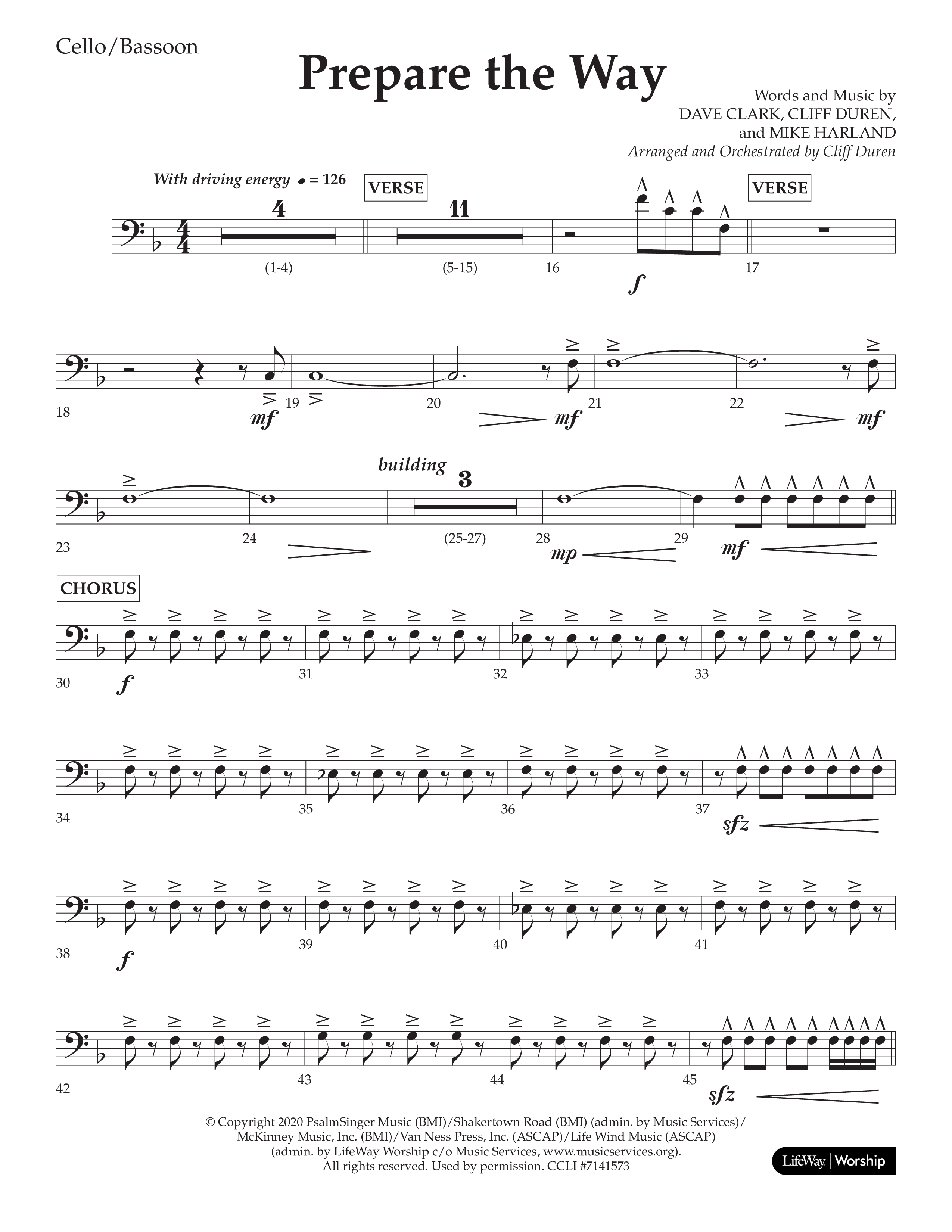 Prepare The Way (Choral Anthem SATB) Cello (Lifeway Choral / Arr. Cliff Duren)