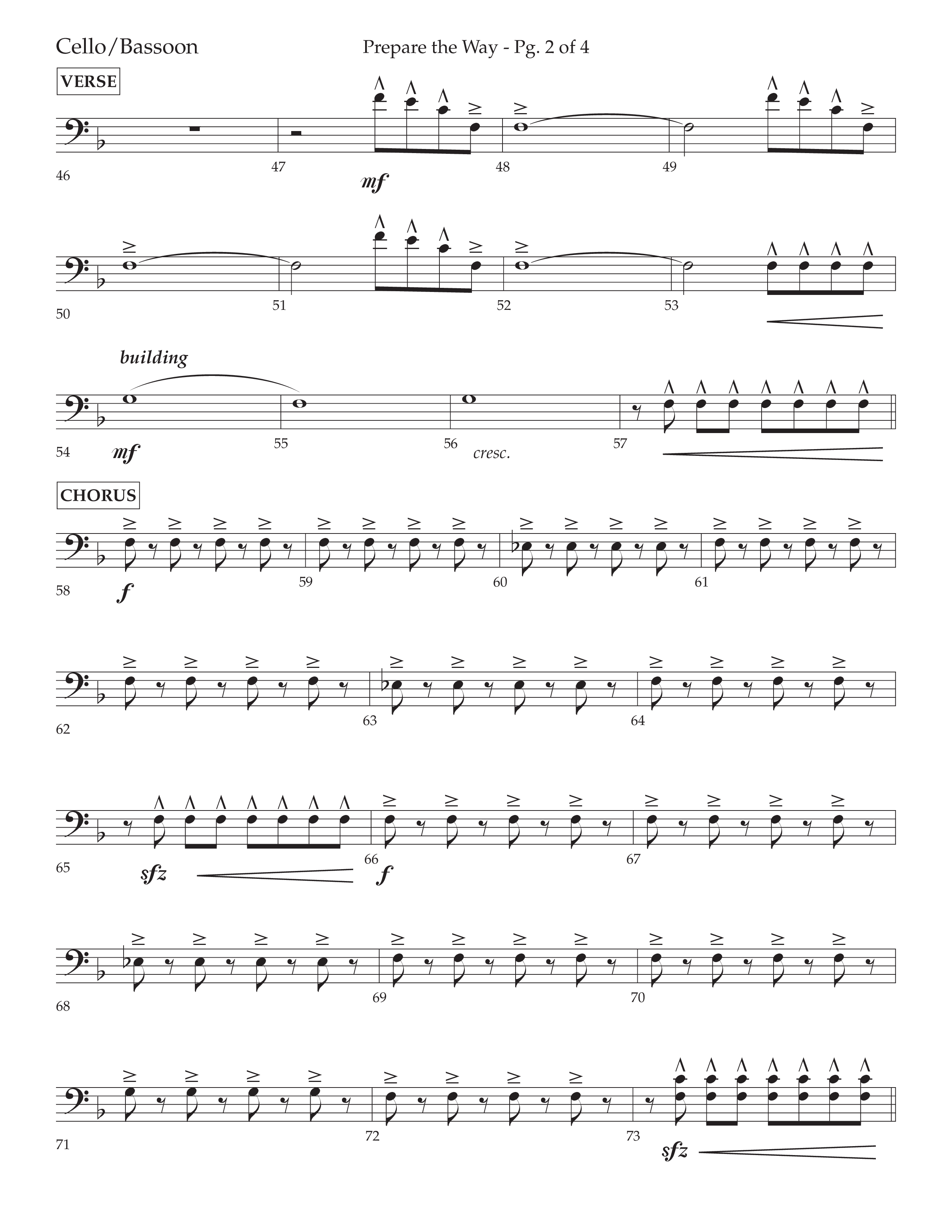 Prepare The Way (Choral Anthem SATB) Cello (Lifeway Choral / Arr. Cliff Duren)