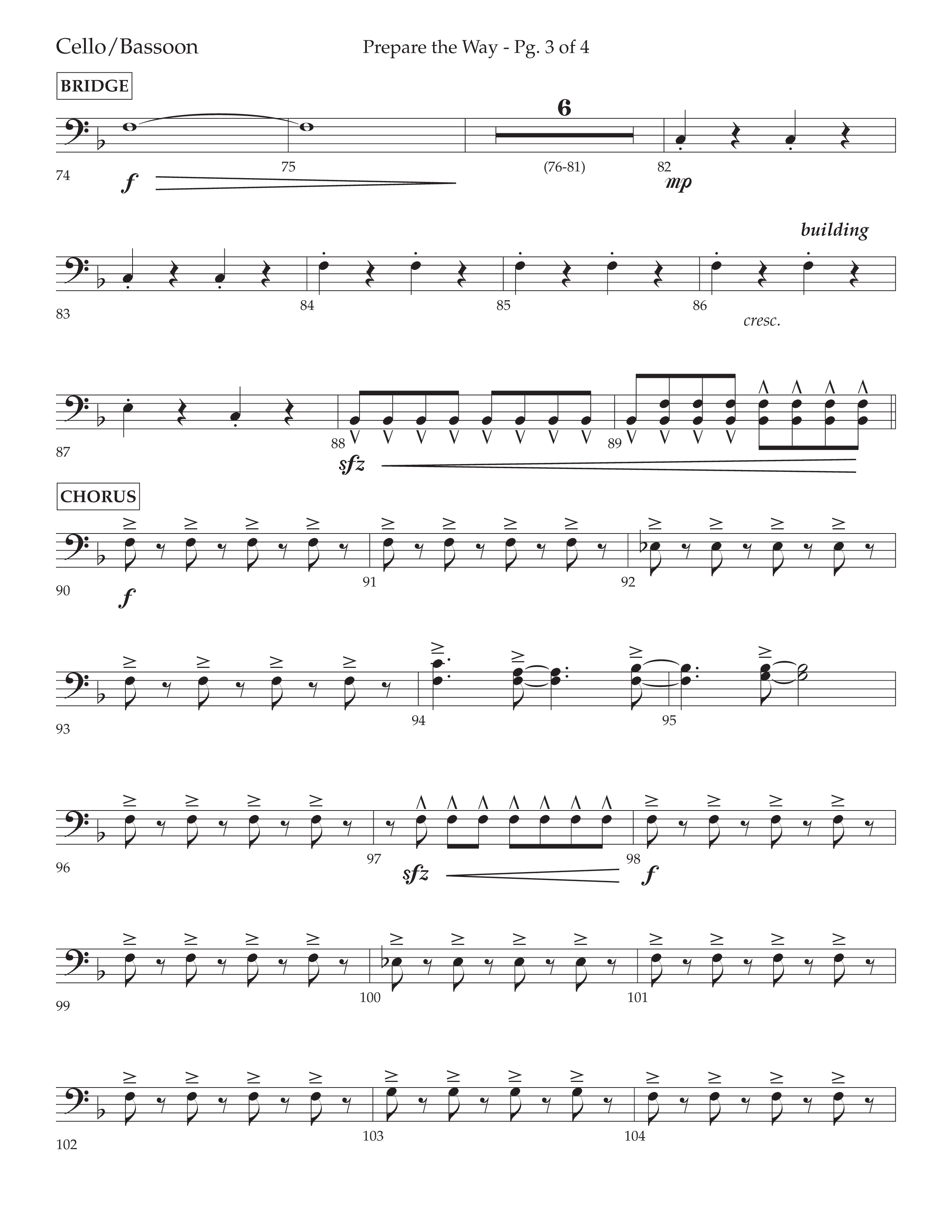 Prepare The Way (Choral Anthem SATB) Cello (Lifeway Choral / Arr. Cliff Duren)
