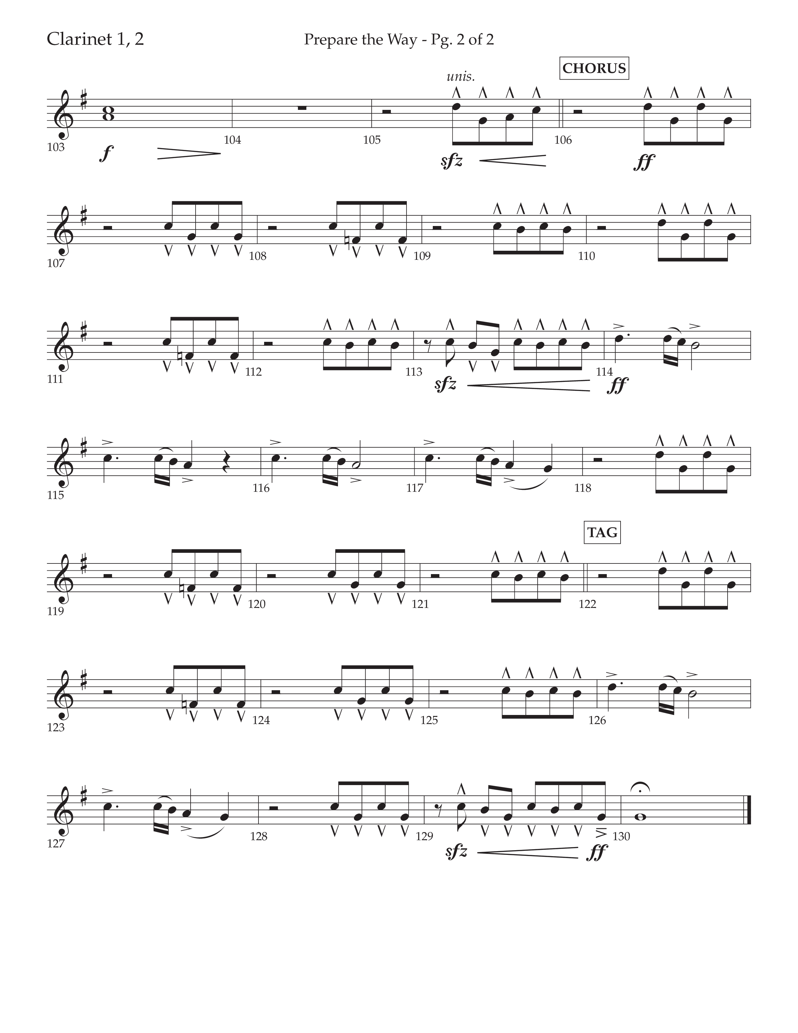 Prepare The Way (Choral Anthem SATB) Clarinet 1/2 (Lifeway Choral / Arr. Cliff Duren)
