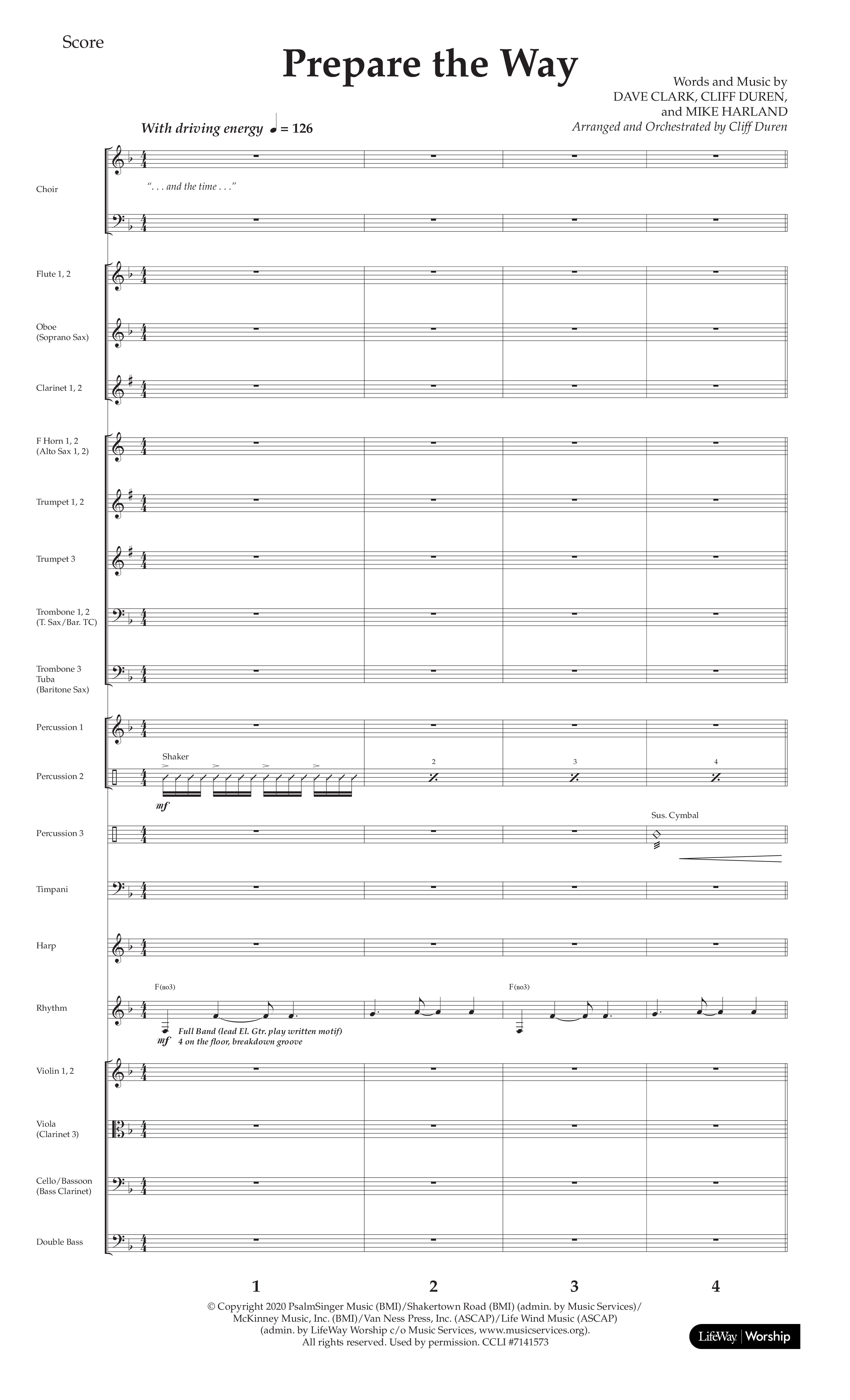 Prepare The Way (Choral Anthem SATB) Conductor's Score (Lifeway Choral / Arr. Cliff Duren)