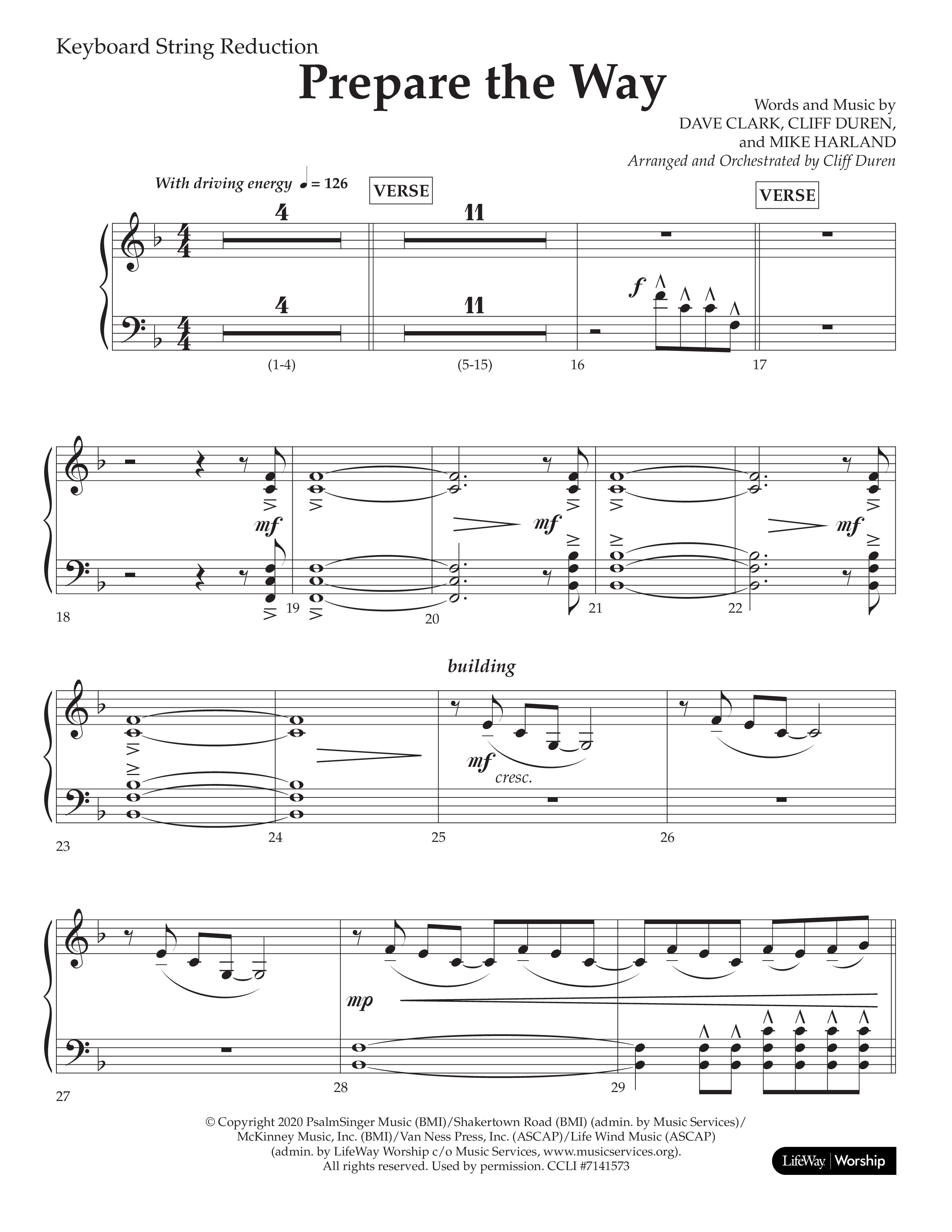 Prepare The Way (Choral Anthem SATB) String Reduction (Lifeway Choral / Arr. Cliff Duren)