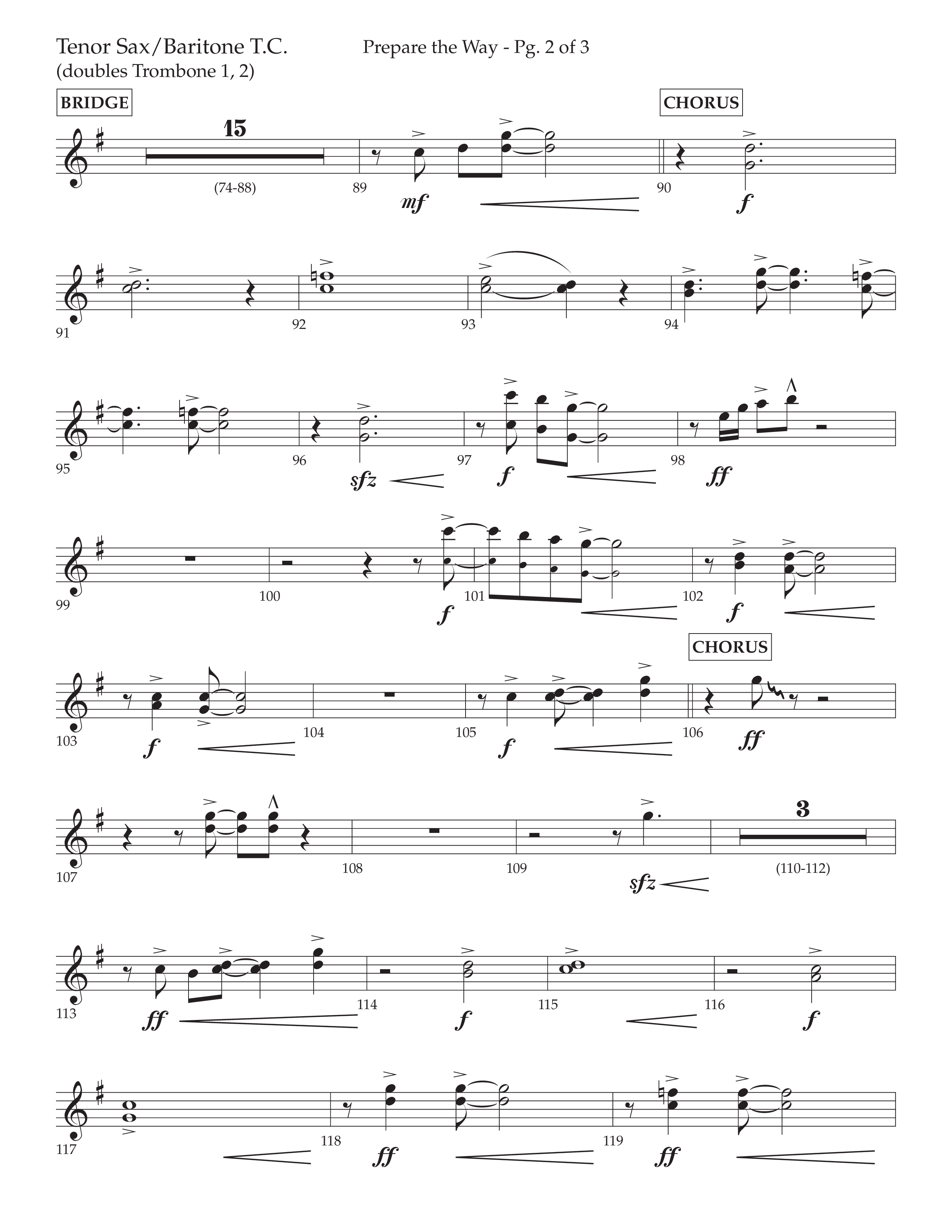 Prepare The Way (Choral Anthem SATB) Tenor Sax/Baritone T.C. (Lifeway Choral / Arr. Cliff Duren)
