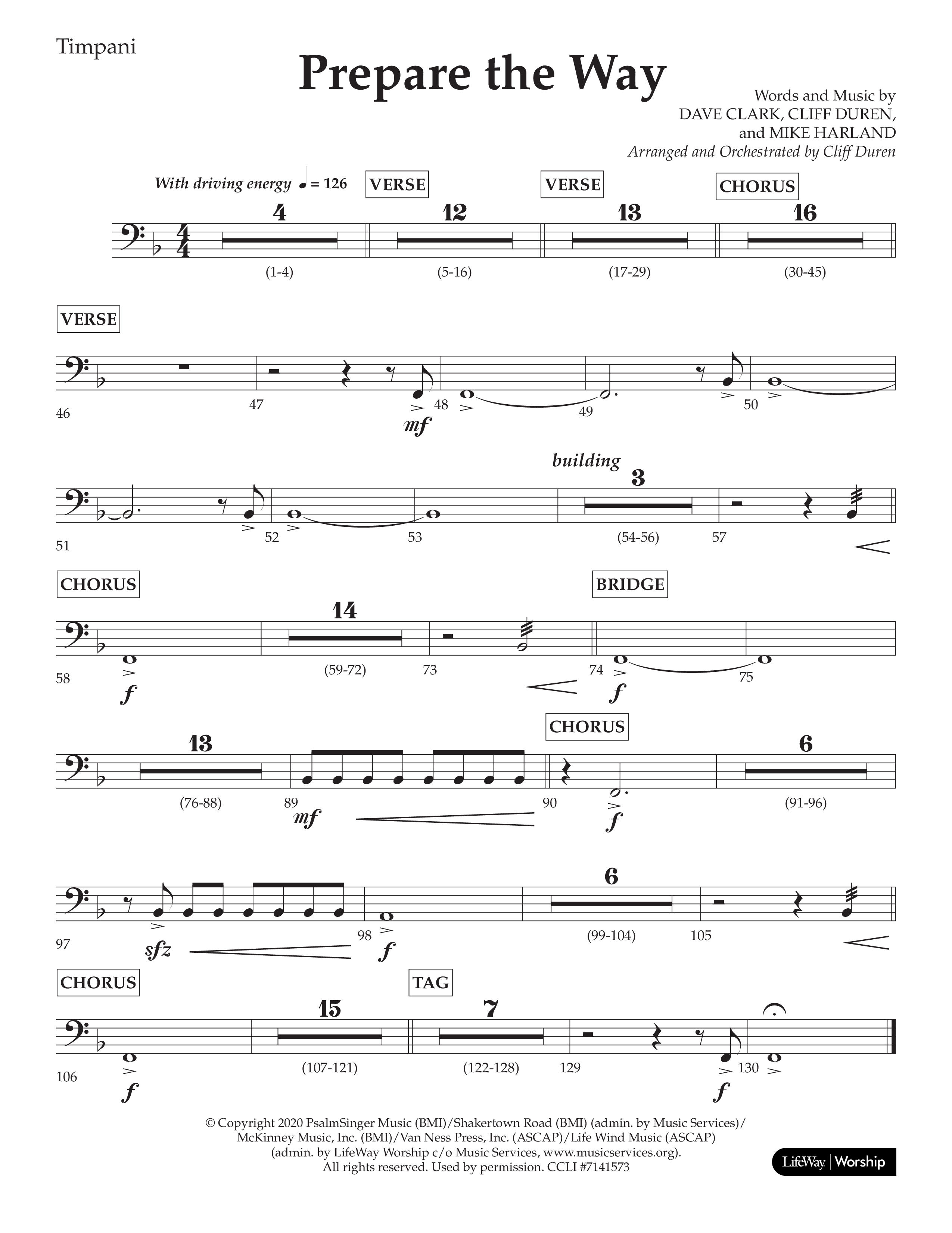 Prepare The Way (Choral Anthem SATB) Timpani (Lifeway Choral / Arr. Cliff Duren)