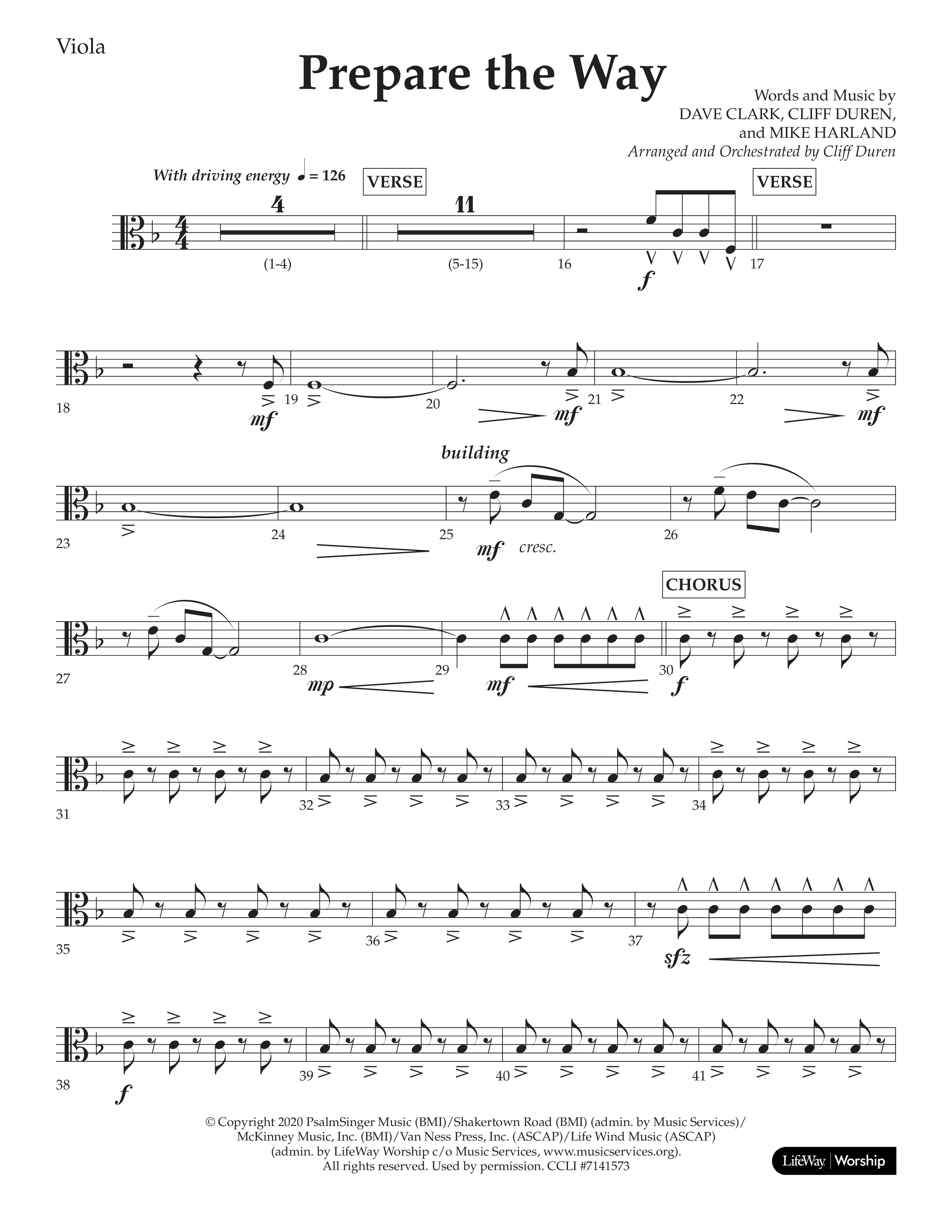 Prepare The Way (Choral Anthem SATB) Viola (Lifeway Choral / Arr. Cliff Duren)