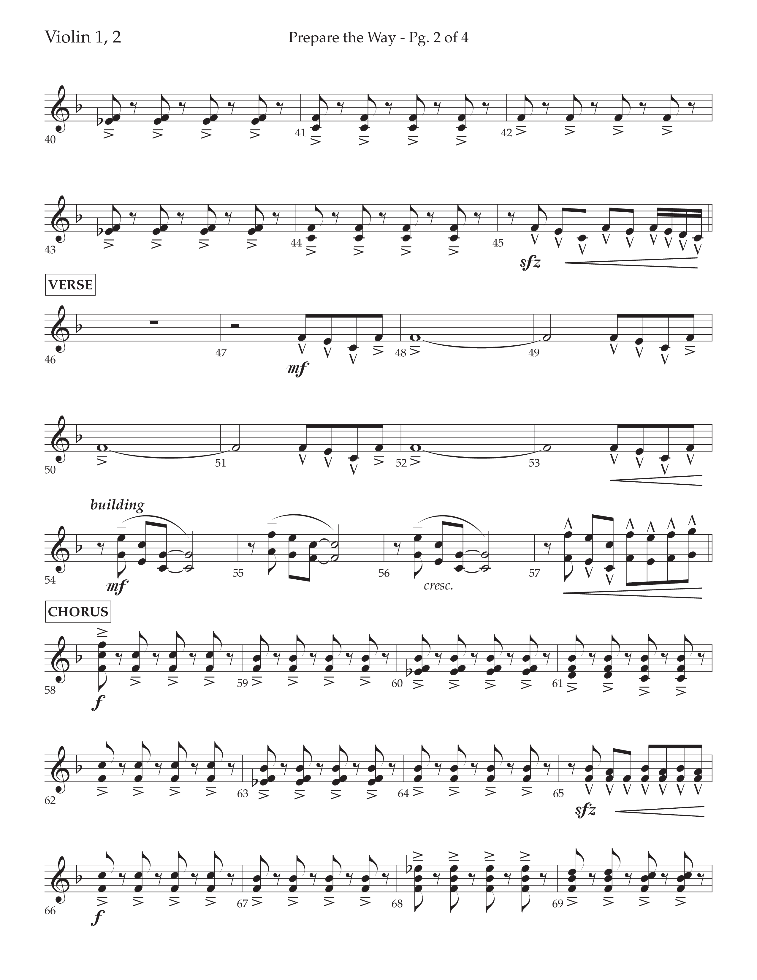 Prepare The Way (Choral Anthem SATB) Violin 1/2 (Lifeway Choral / Arr. Cliff Duren)