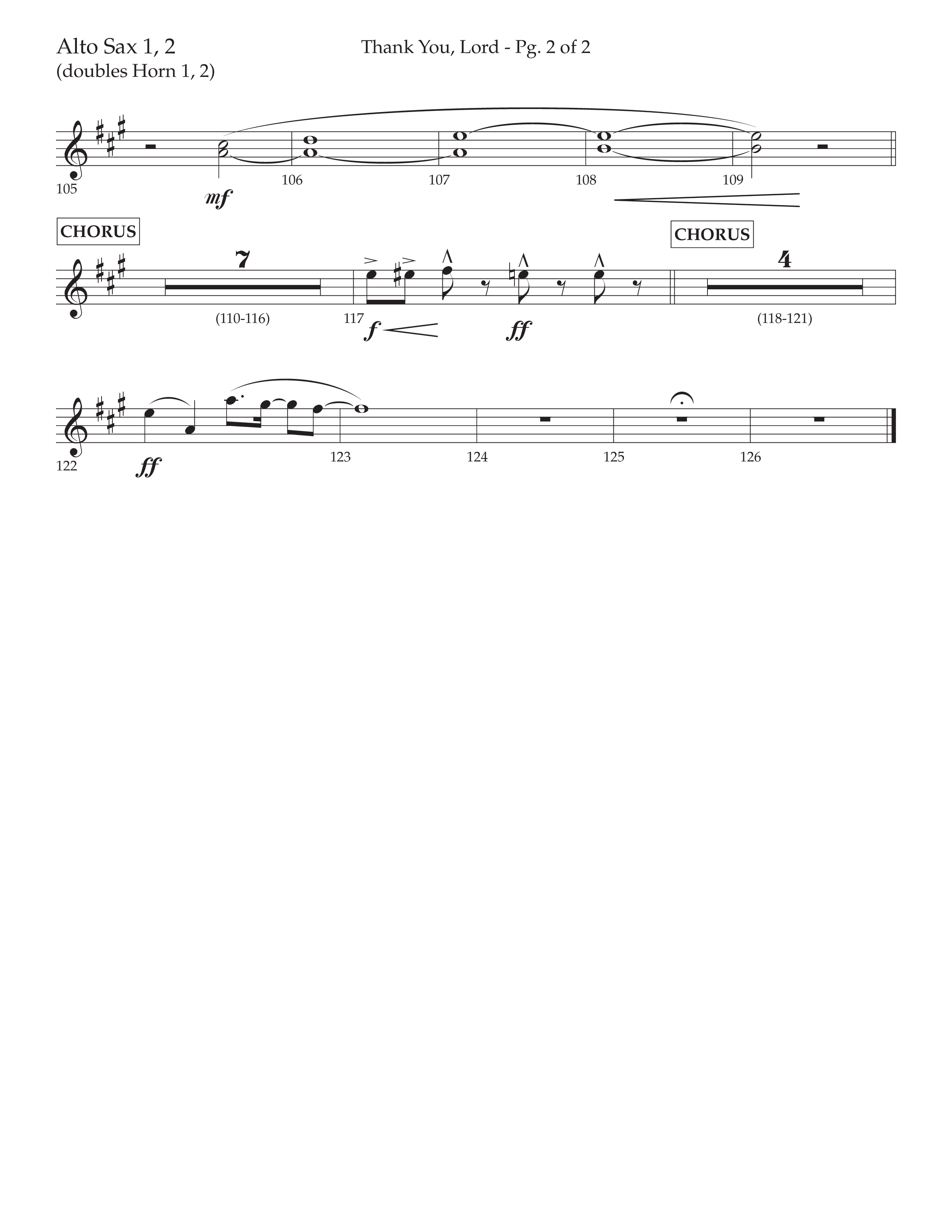Thank You Lord (Choral Anthem SATB) Alto Sax 1/2 (Lifeway Choral / Arr. Cliff Duren)
