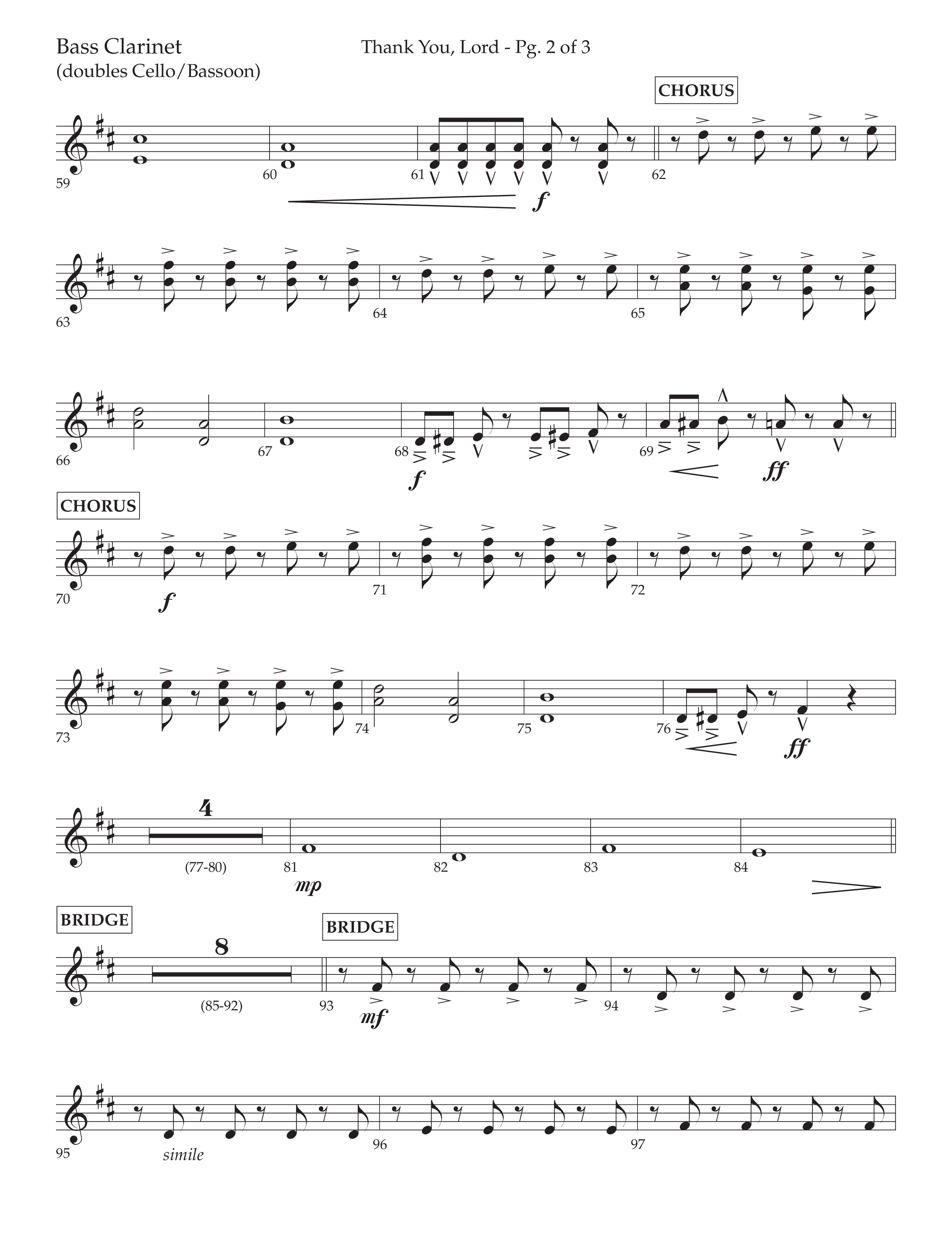 Thank You Lord (Choral Anthem SATB) Bass Clarinet (Lifeway Choral / Arr. Cliff Duren)