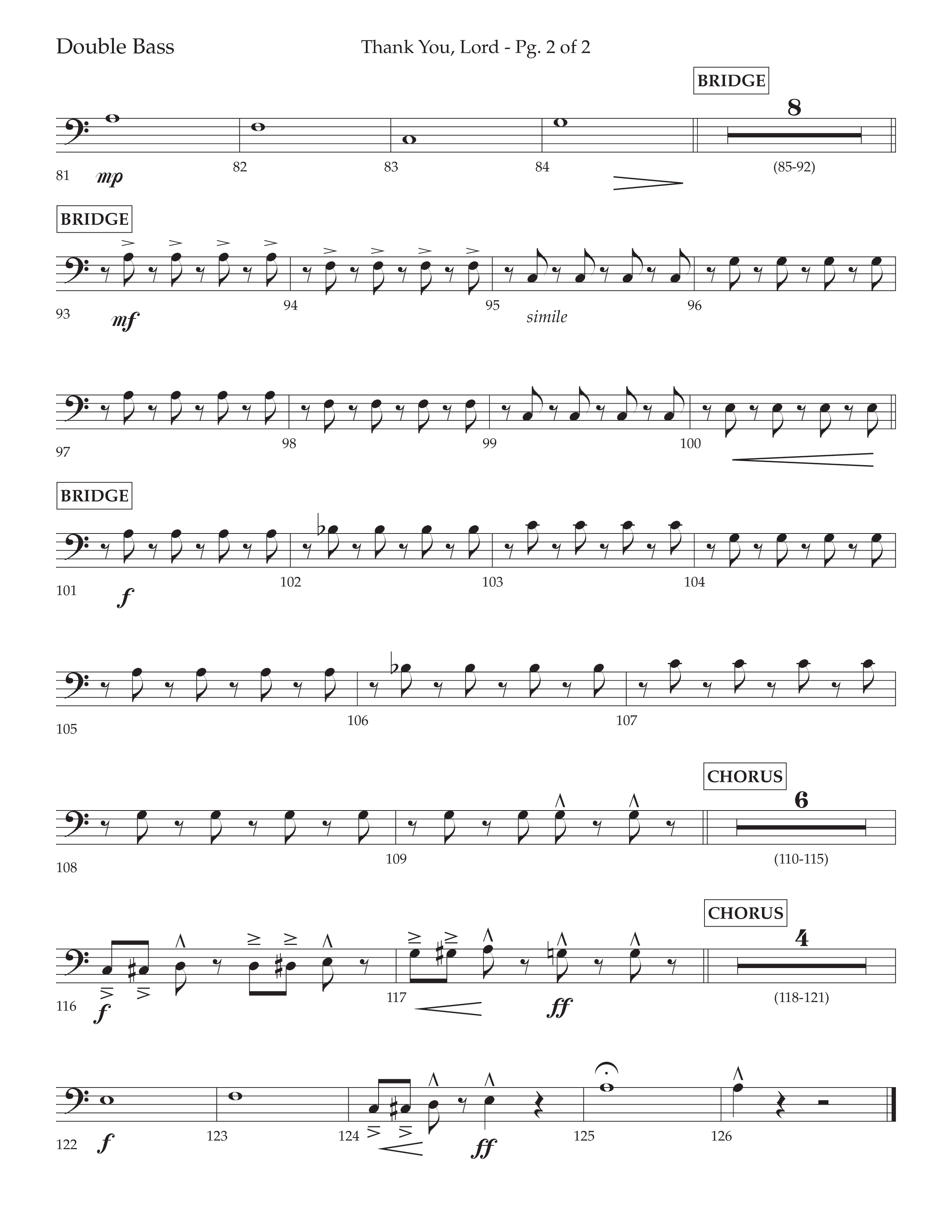 Thank You Lord (Choral Anthem SATB) Double Bass (Lifeway Choral / Arr. Cliff Duren)