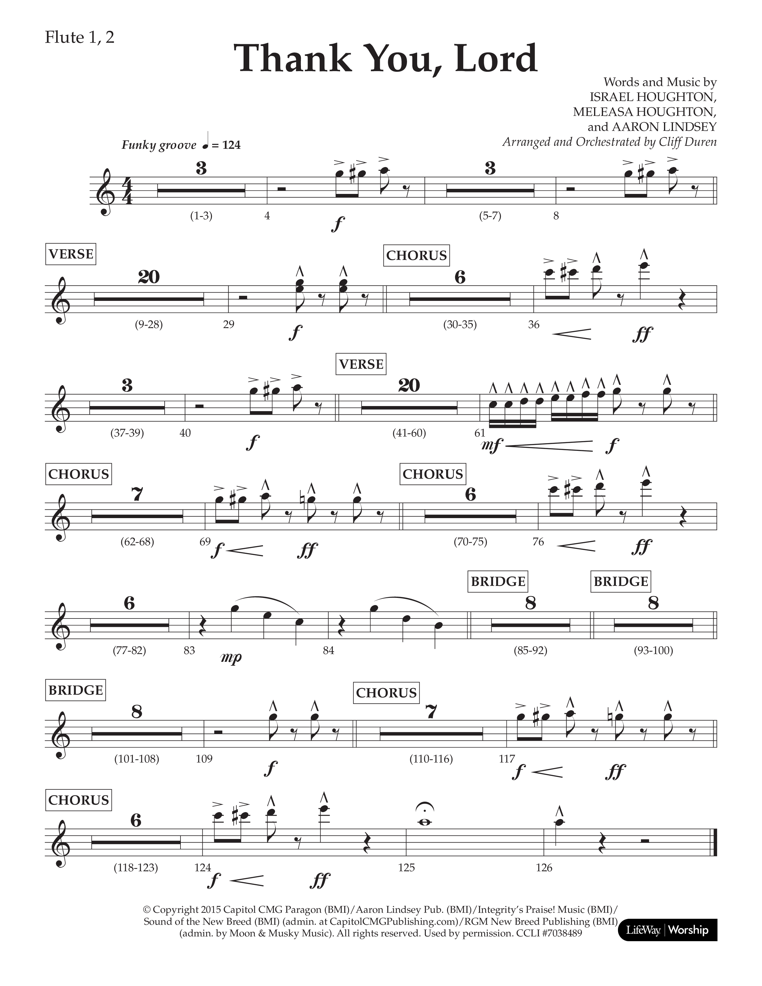 Thank You Lord (Choral Anthem SATB) Flute 1/2 (Lifeway Choral / Arr. Cliff Duren)