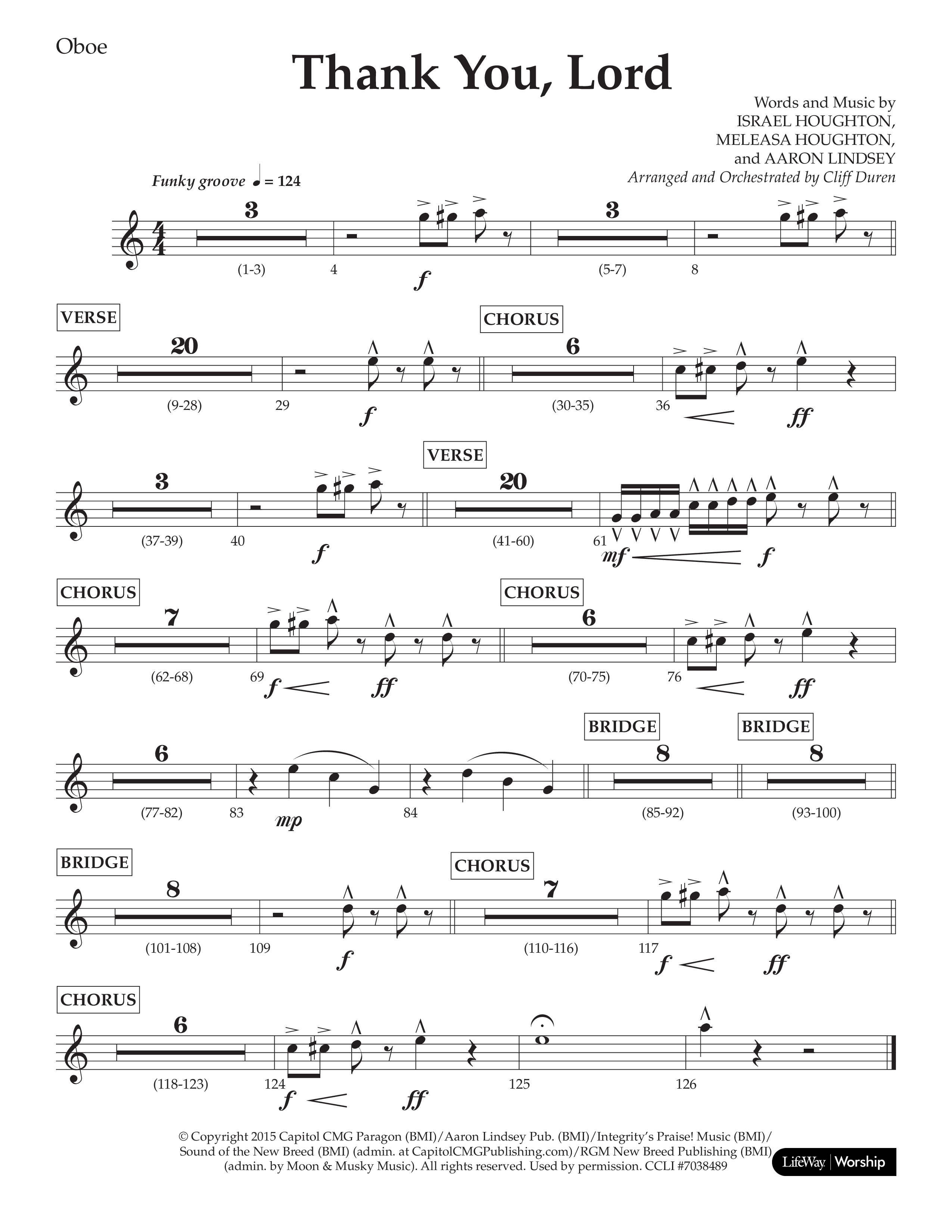 Thank You Lord (Choral Anthem SATB) Oboe (Lifeway Choral / Arr. Cliff Duren)