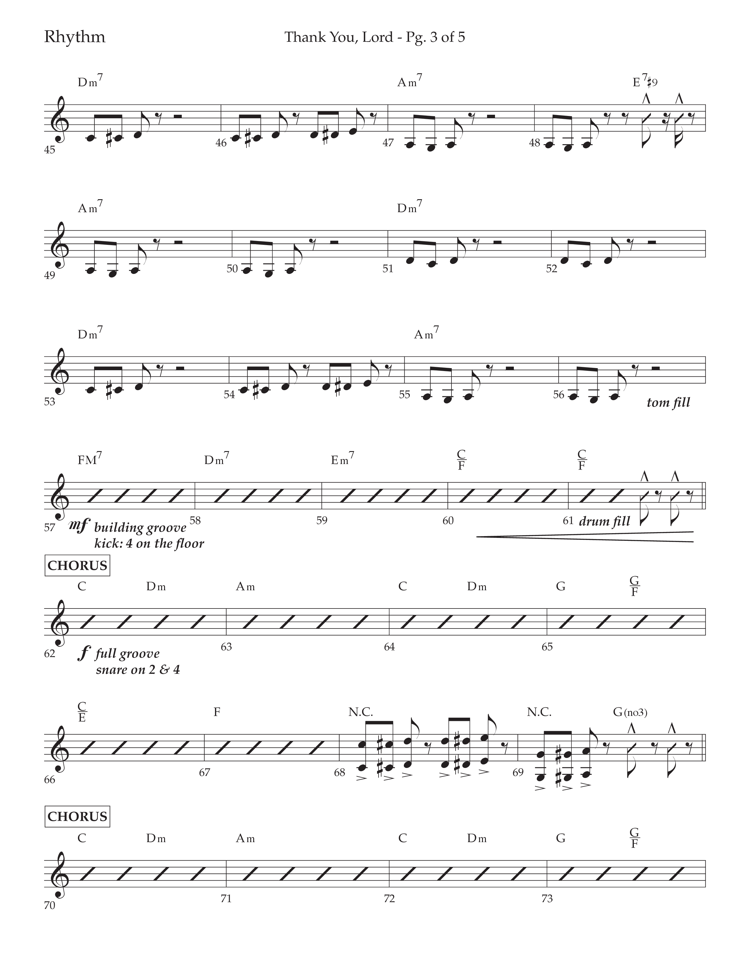 Thank You Lord (Choral Anthem SATB) Rhythm Chart (Lifeway Choral / Arr. Cliff Duren)