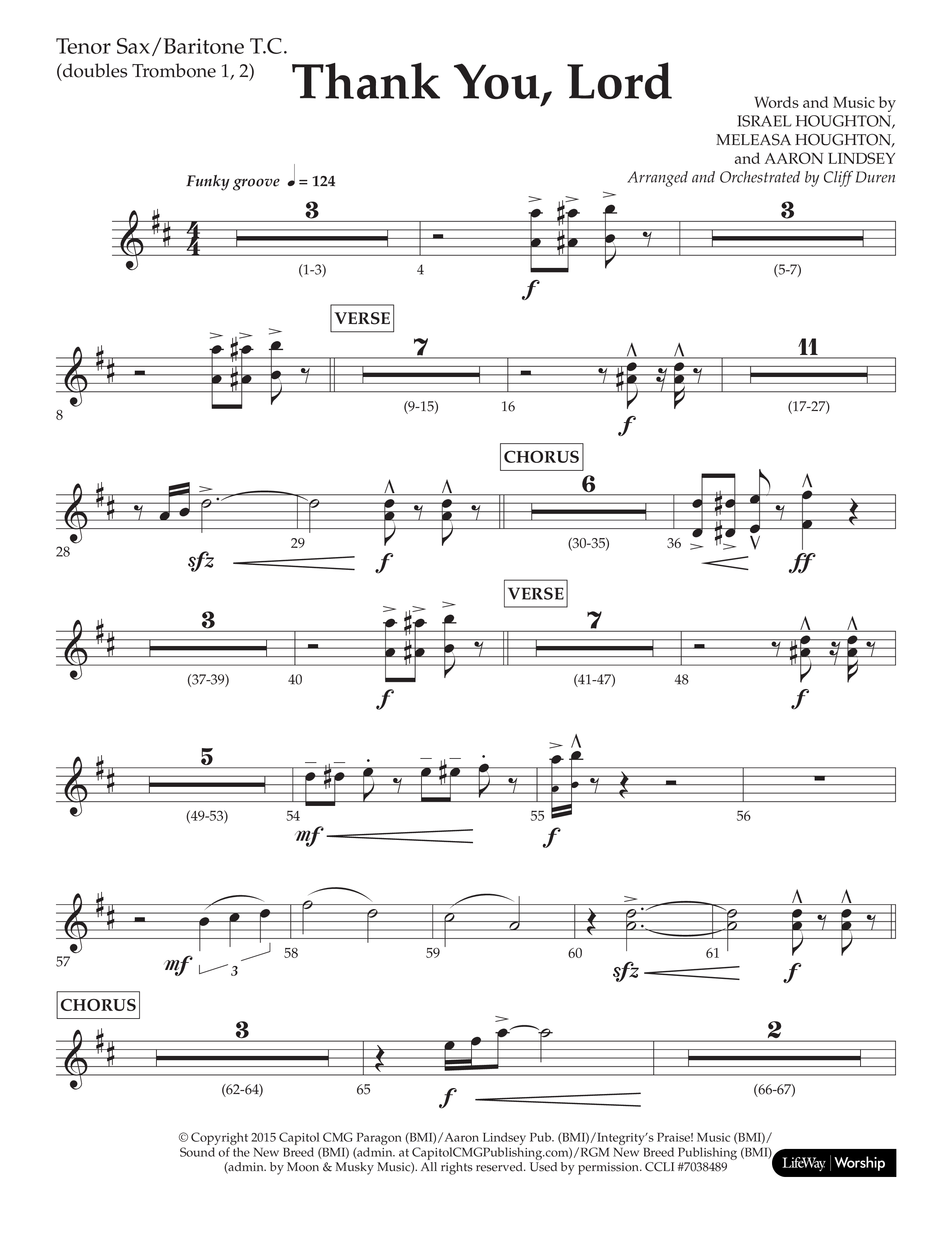 Thank You Lord (Choral Anthem SATB) Tenor Sax/Baritone T.C. (Lifeway Choral / Arr. Cliff Duren)