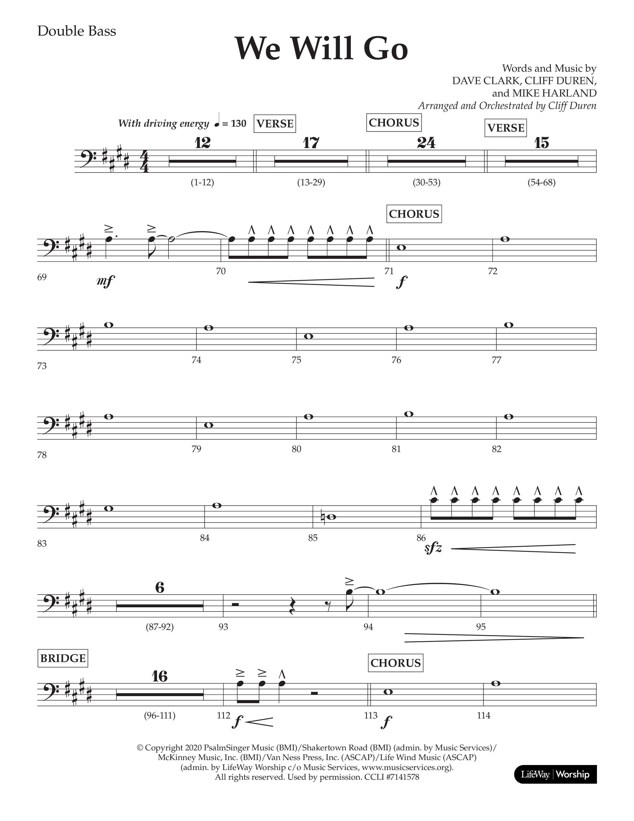 We Will Go (Choral Anthem SATB) Double Bass (Lifeway Choral / Arr. Cliff Duren)